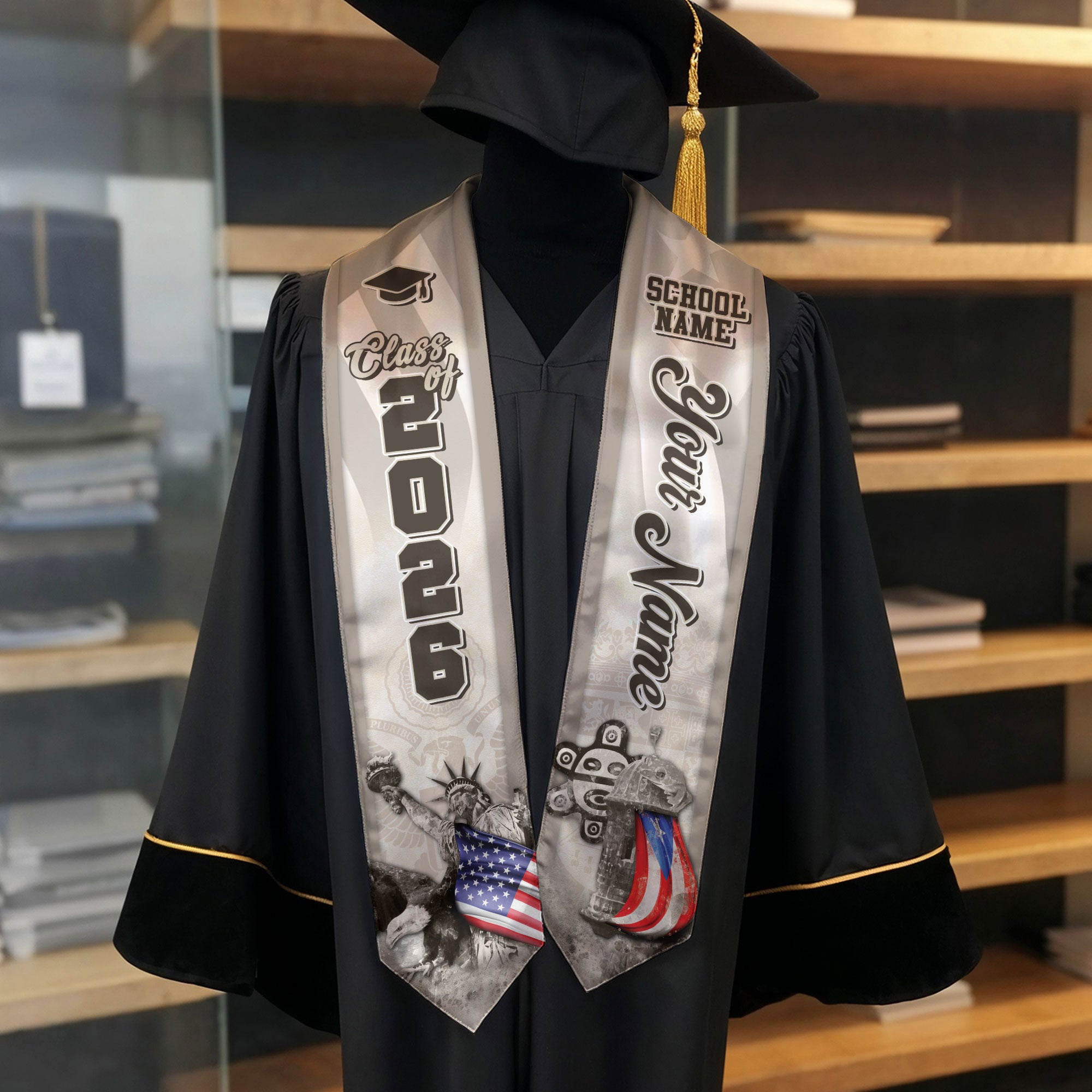Puerto Rican Flag Graduation Stole 2026, Puerto Rico Stole Sash, Custom Touch for Graduates