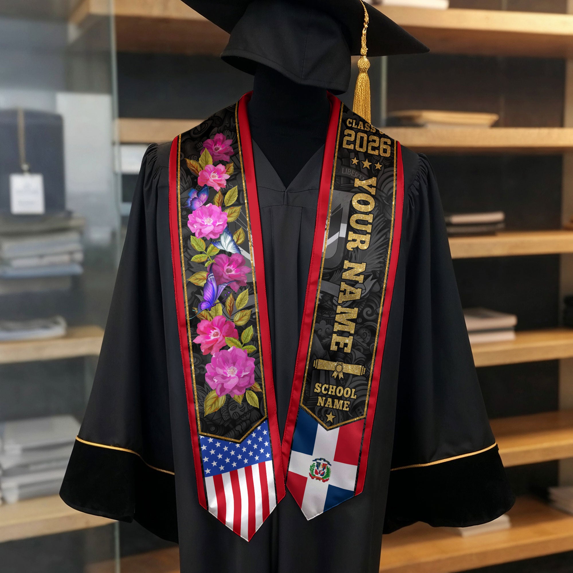 Dominican Graduation Sash, Dominican Flag Graduation Sash 2026, Dominican Stole