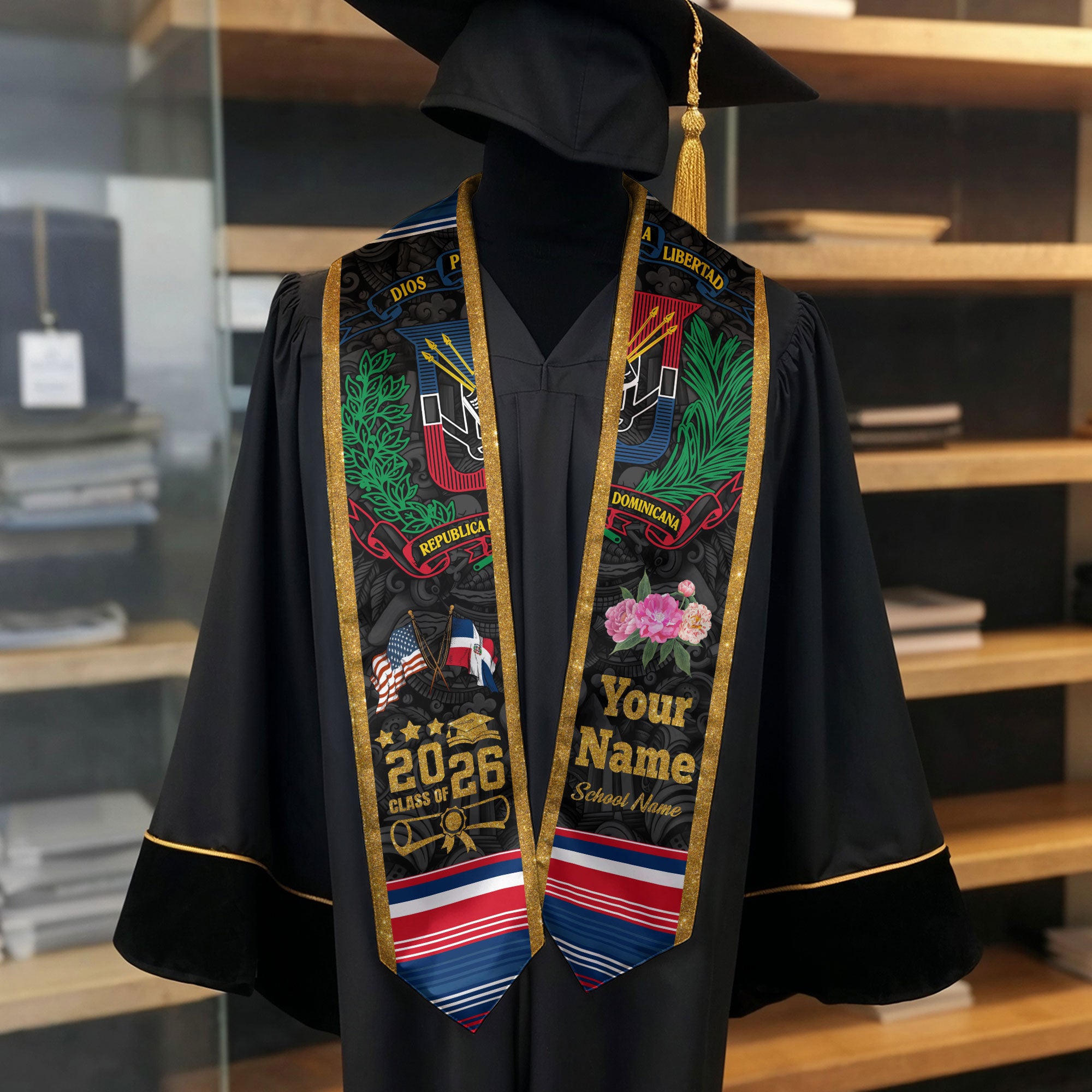 Dominican Stole for Graduation 2026, Dominican Flag Stole, Dominican Sash for Graduates