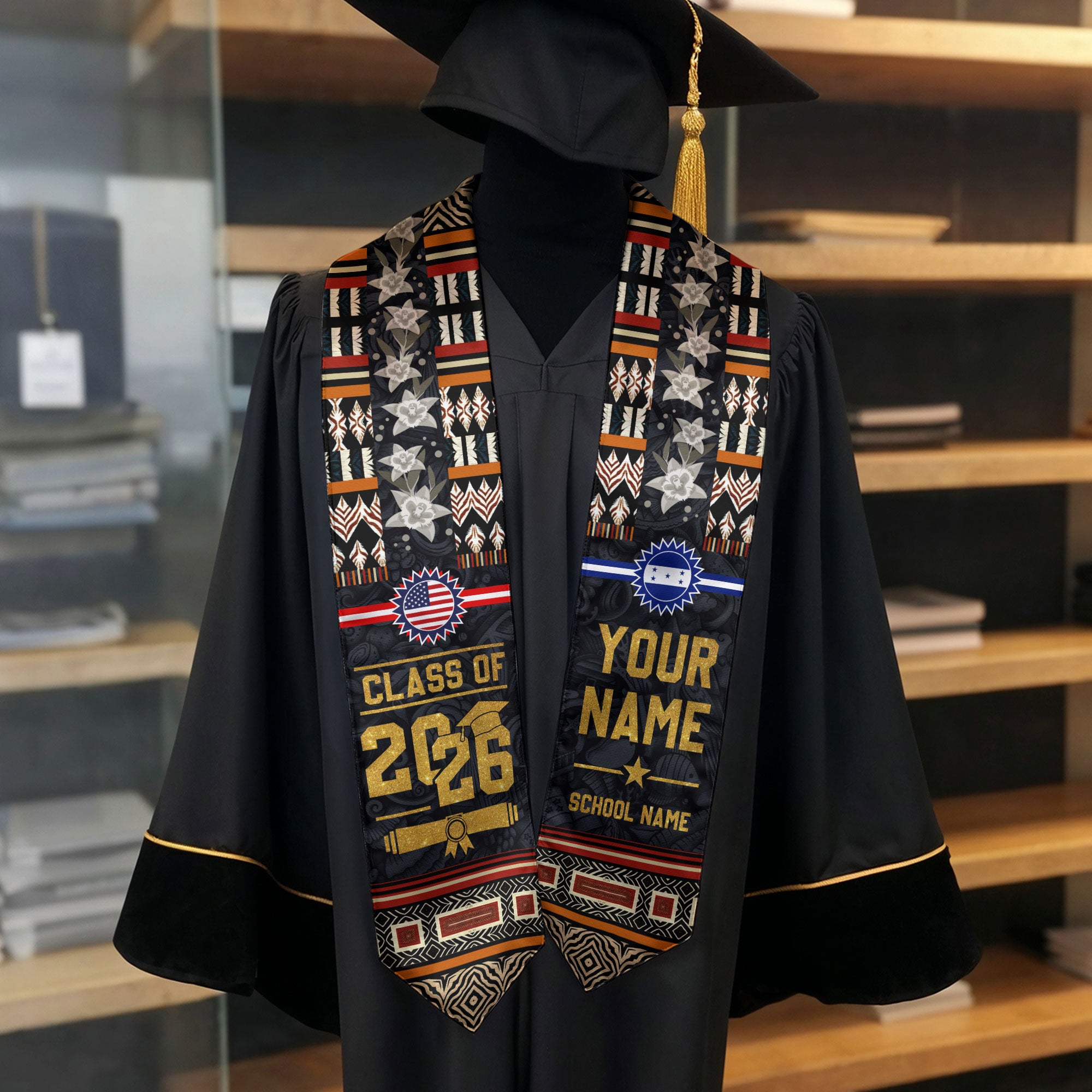 Graduation Sash Honduras Flag, Honduran Stole 2026, Stole for Honduras Graduation