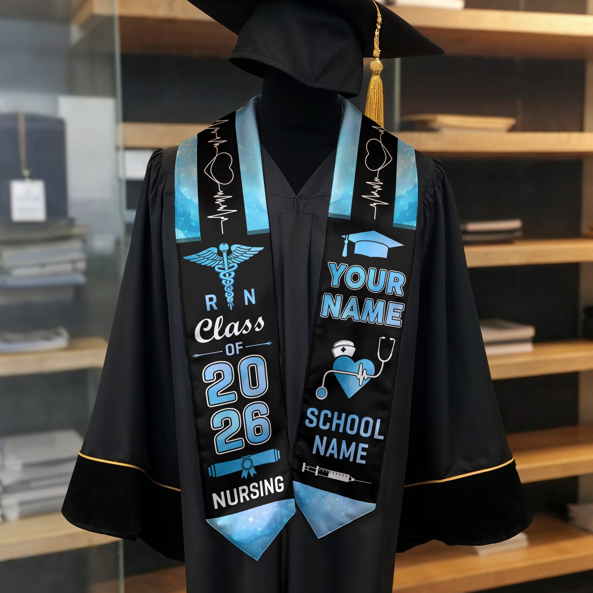 Customized RN Nursing Graduation Stole, BSN Nurse Ceremony Sash for Class of 2026