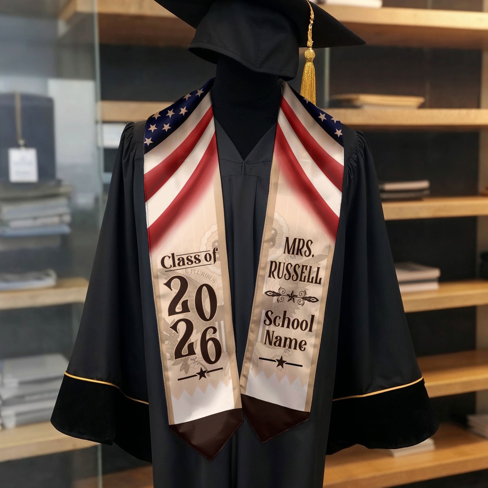 Customized Educator Graduation Stole for Teachers America, Academic Ceremony Sash Class of 2026