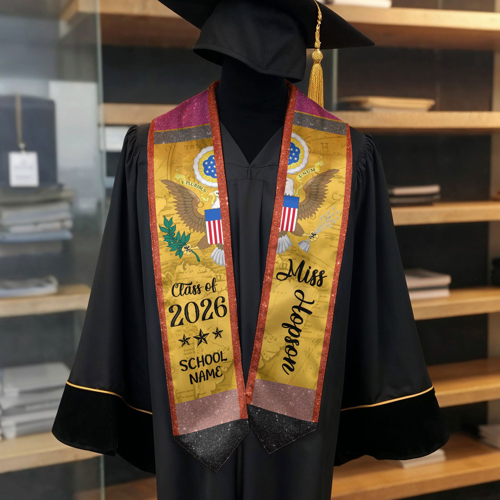Customized Teacher America Graduation Stole Designed for Educators, Graduation Sash 2026