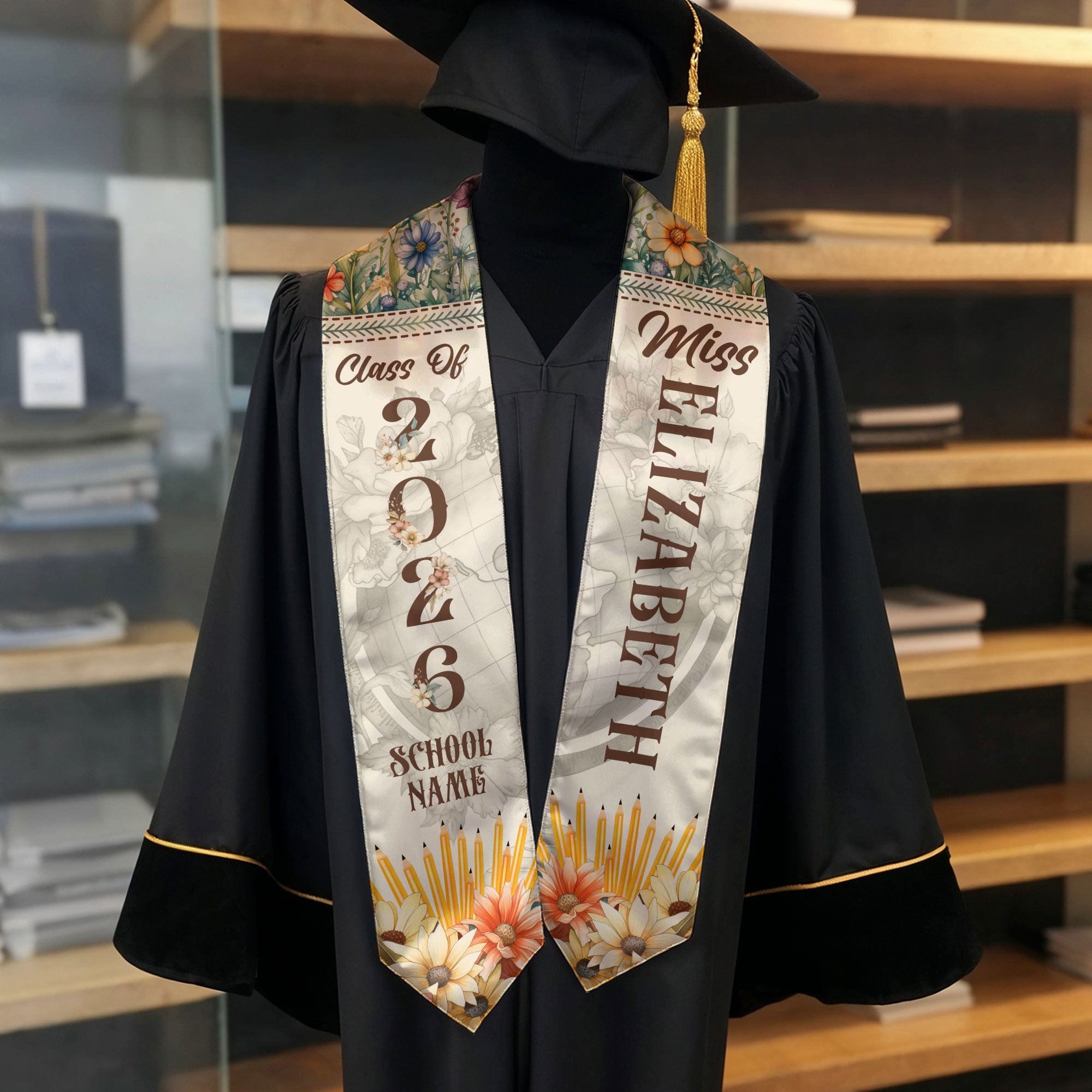 Customized Graduation Stole for Teachers, Academic Achievement Sash Celebrating Class of 2026