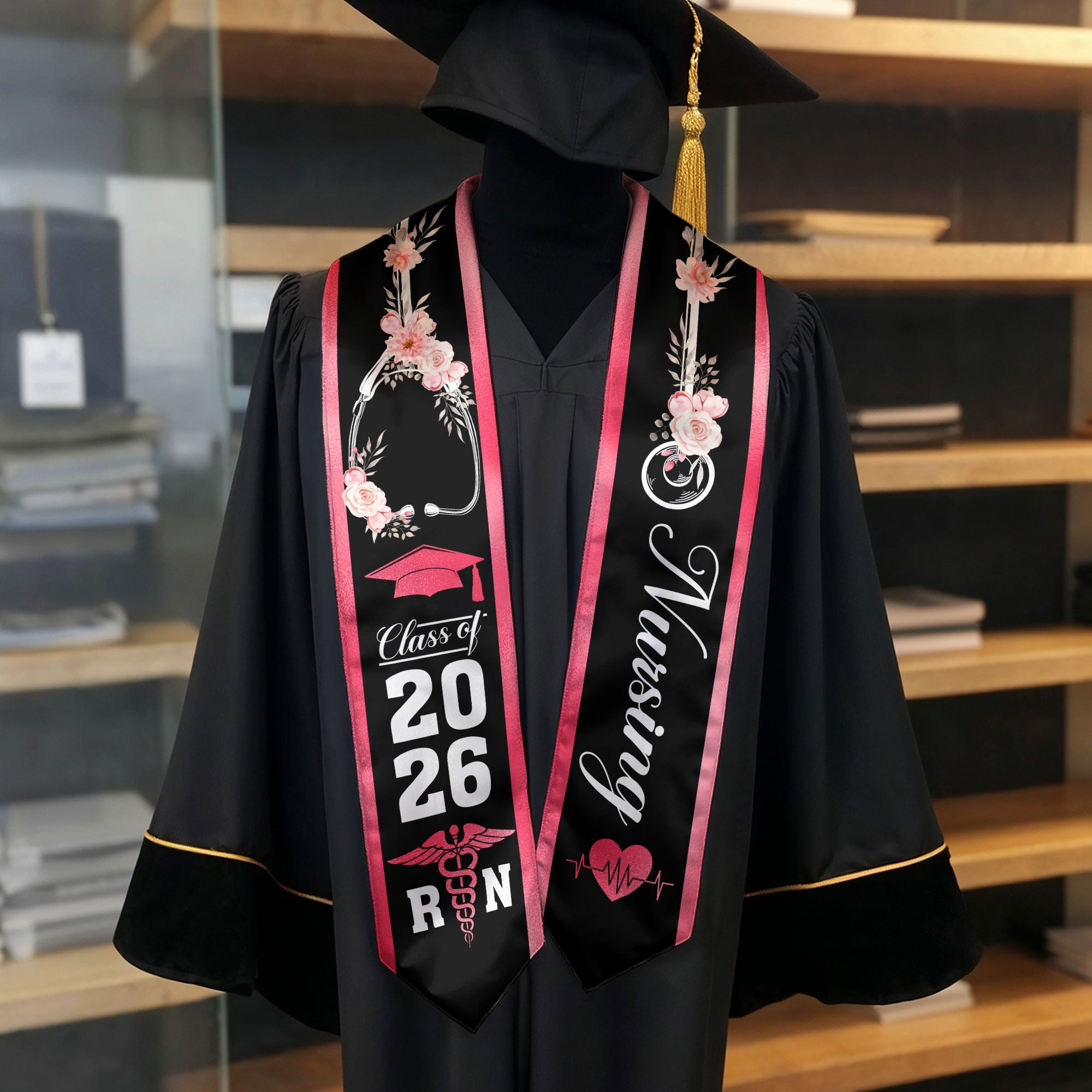 RN Graduation Stole 2026, Nursing Graduation Sash for Professional Academic Ceremony