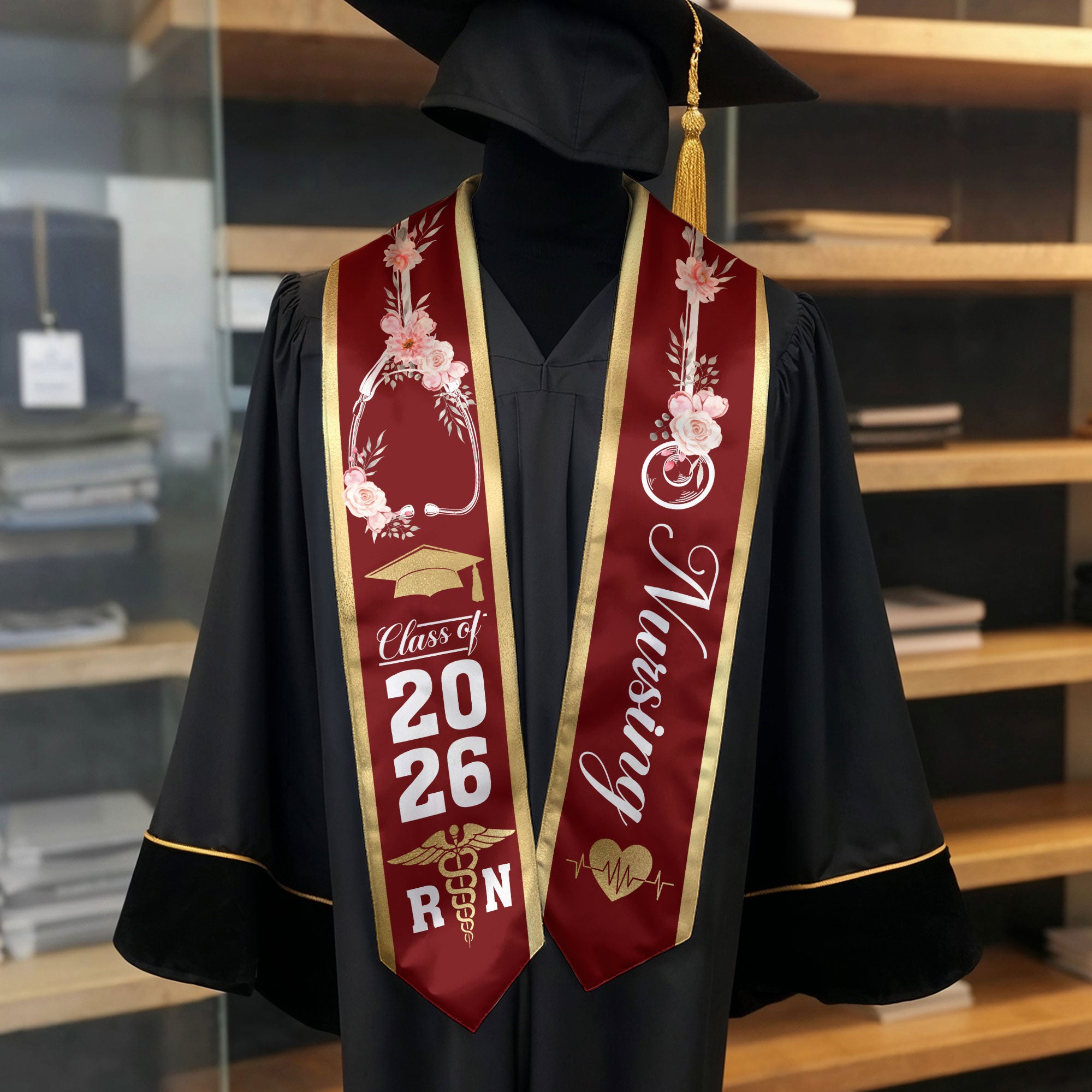 Nursing Graduation Stole 2026, RN Academic Sash for Professional Nurse Graduates
