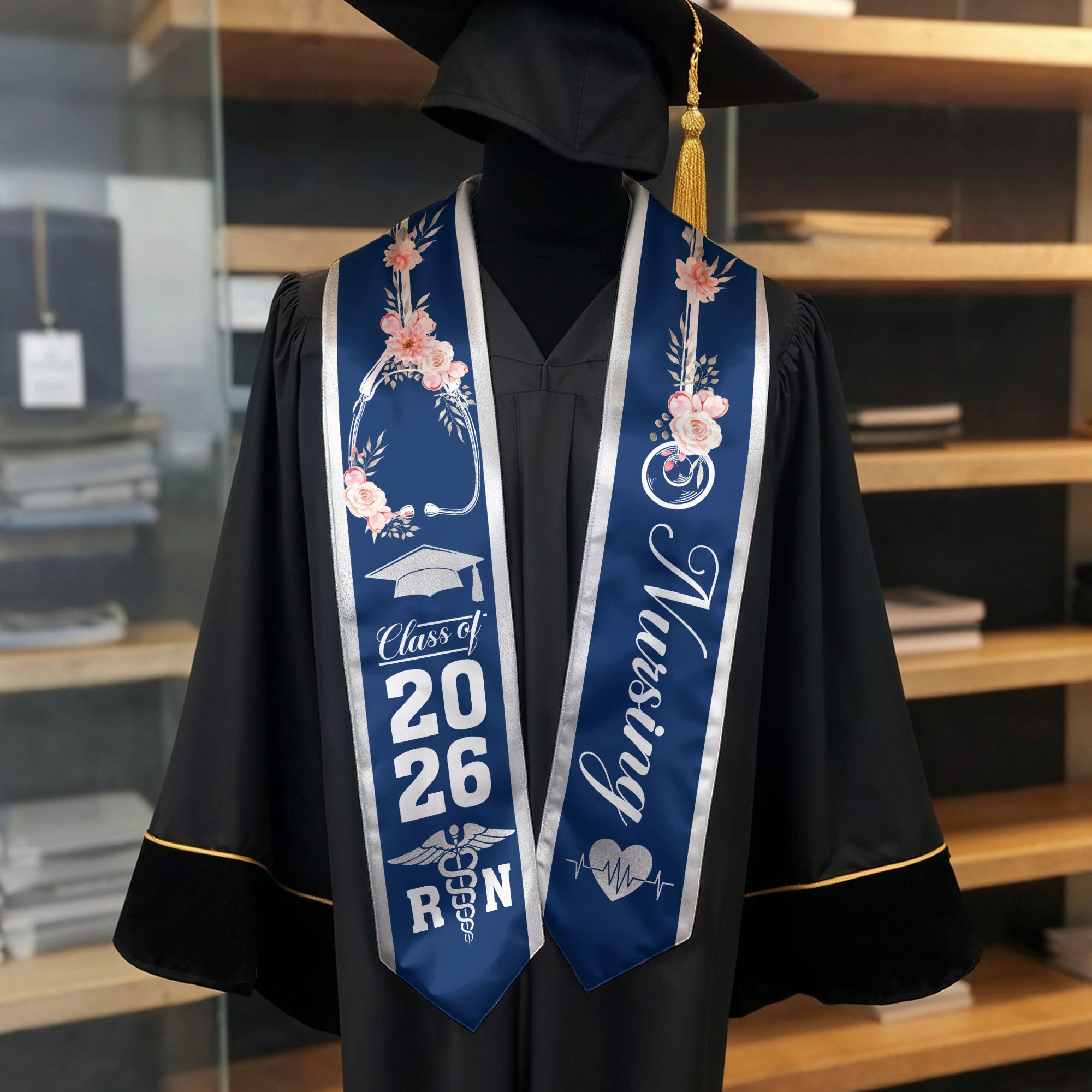 BSN Nurse Graduation Stole 2026, Professional RN Sash for Nursing Commencement