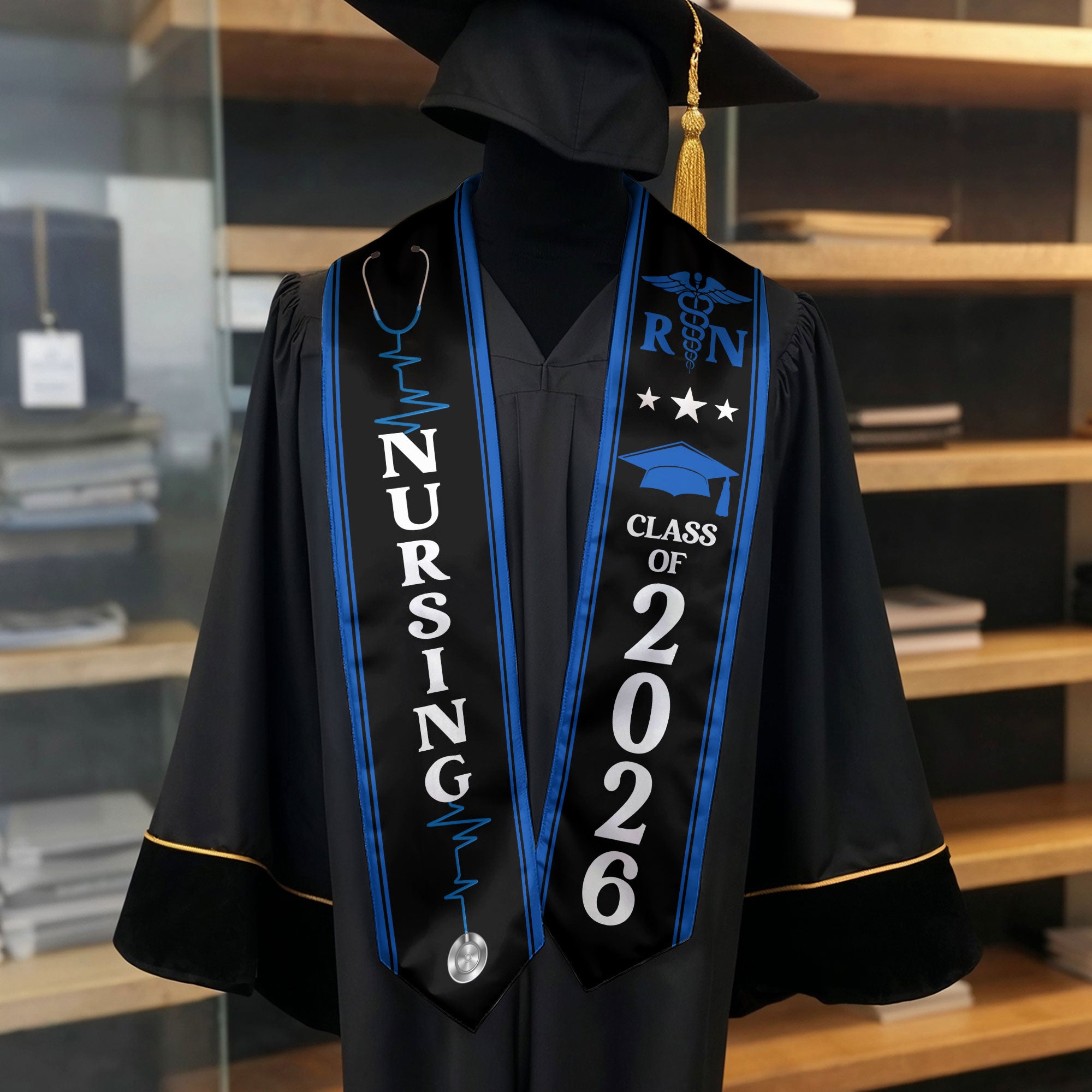 RN Nurse Graduation Stole 2026, Traditional Nursing Graduation Sash