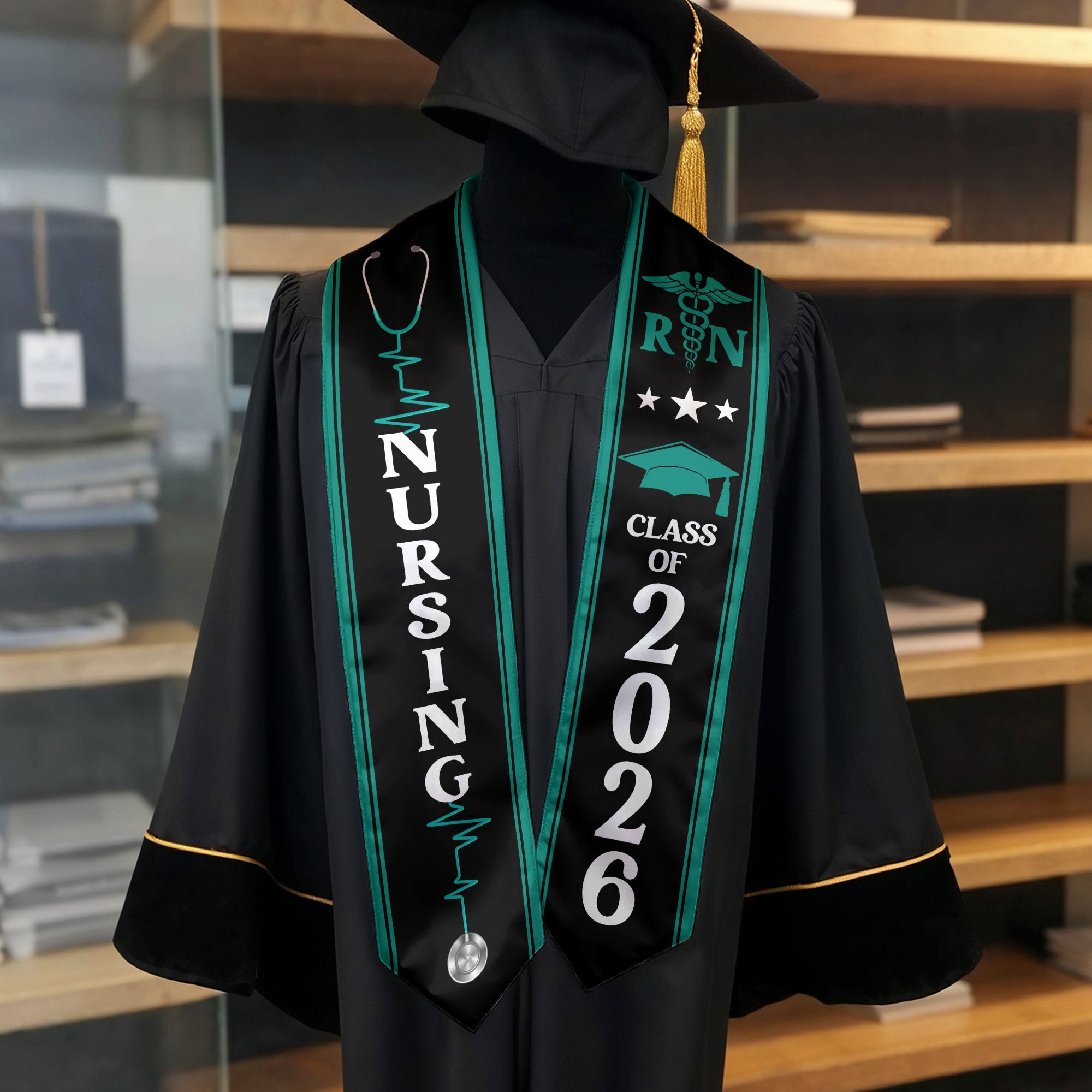 Nursing Graduation Stole 2026, RN Academic Sash for Nurse Graduation Ceremony