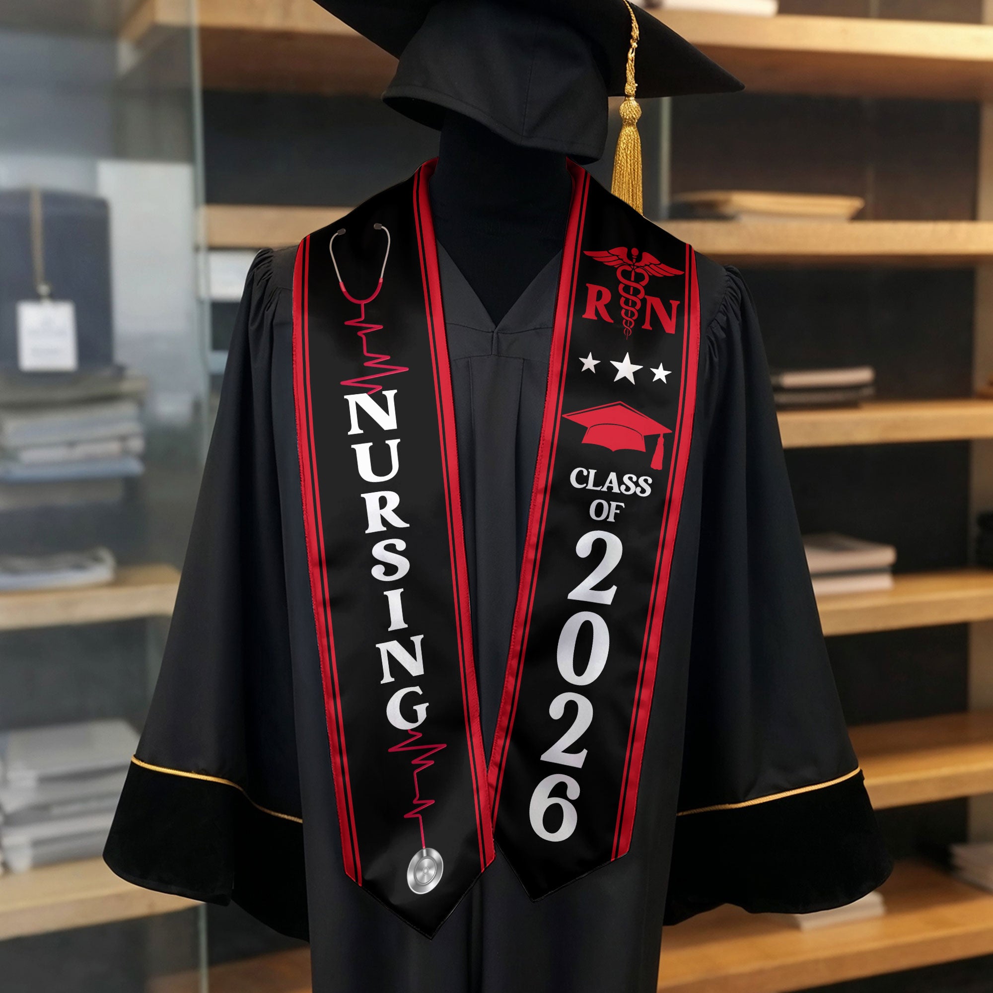 BSN RN Graduation Stole 2026, Nursing Graduation Sash for Academic Ceremony