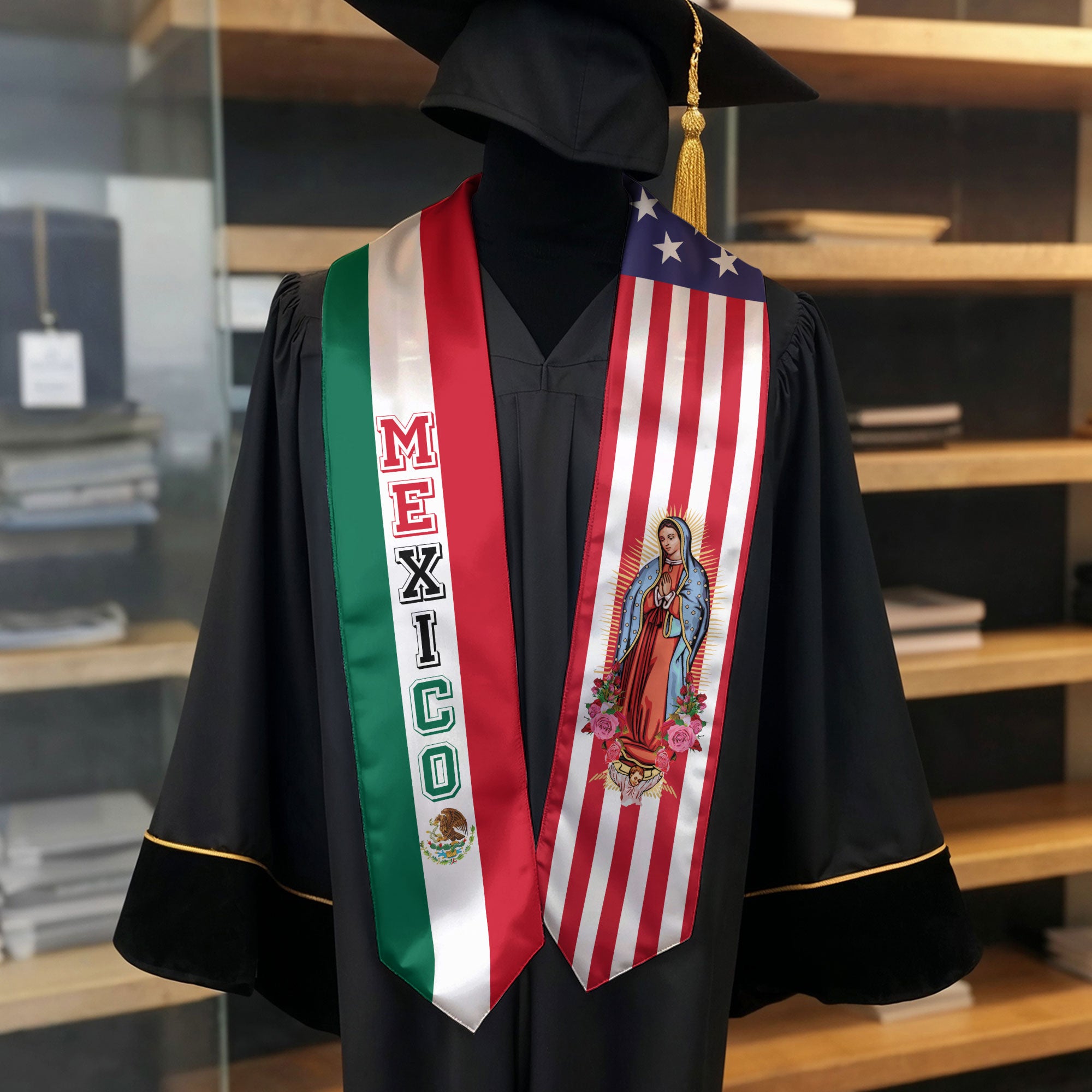 2026 Mexico Flag Graduation Sash, Mexican Stole for Graduation, Traditional Class Stole