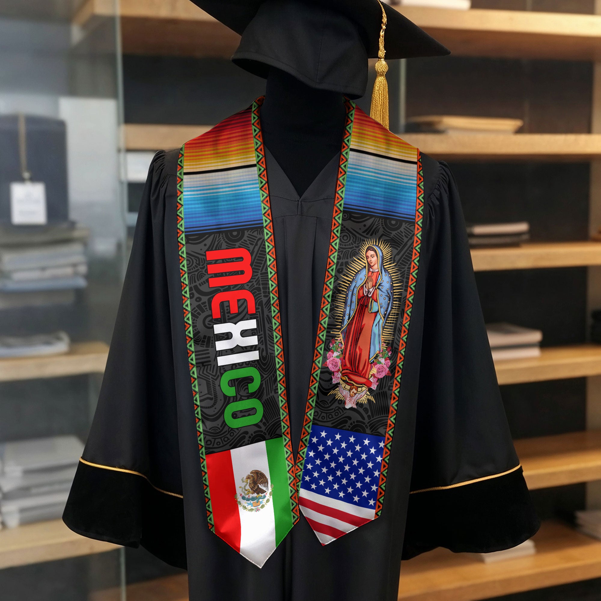 2026 Mexican Graduation Stole, Mexico Flag Graduation Sash, Traditional Ceremony Wear