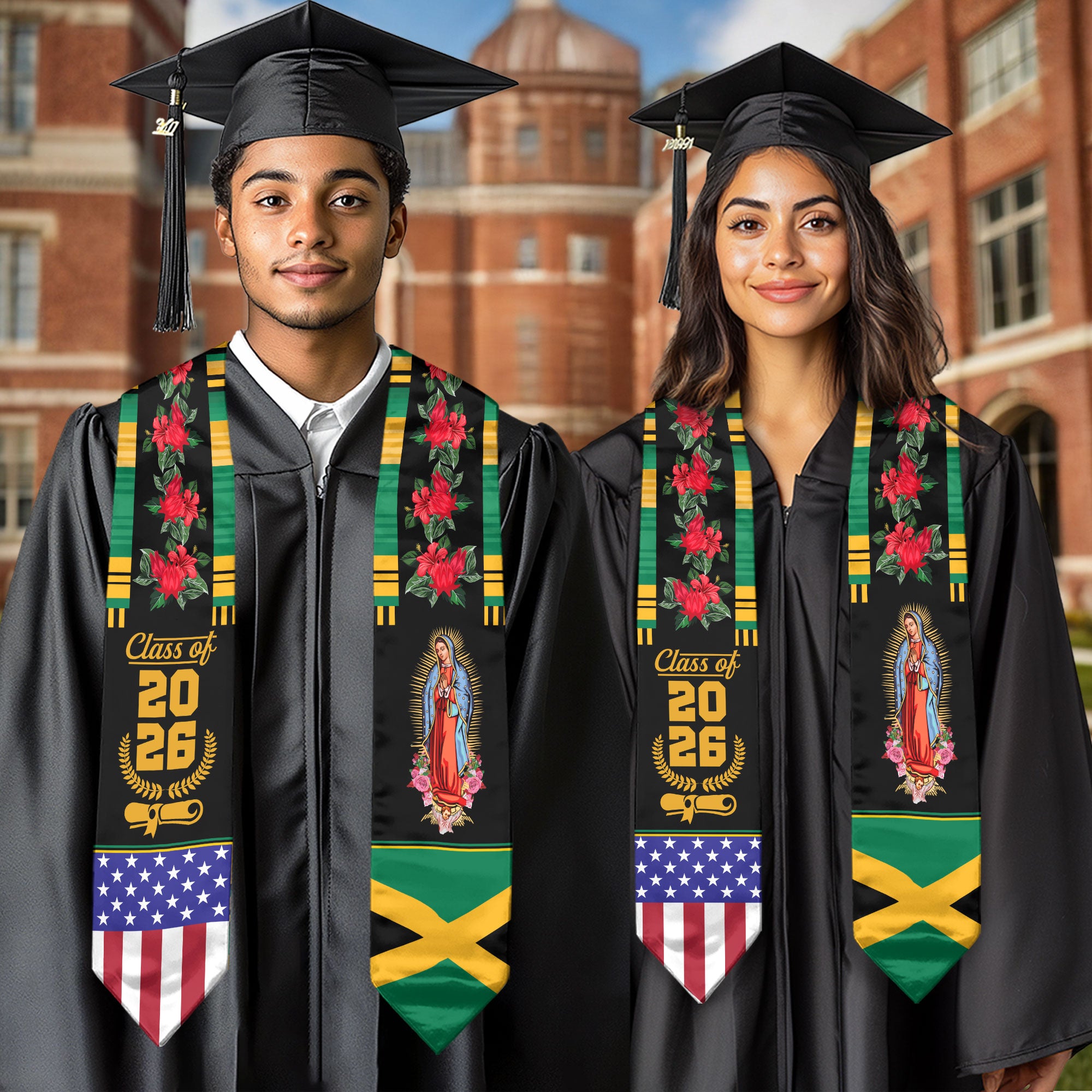 Graduation Stole Jamaica, Jamaican Flag Graduation Sash for Class of 2026