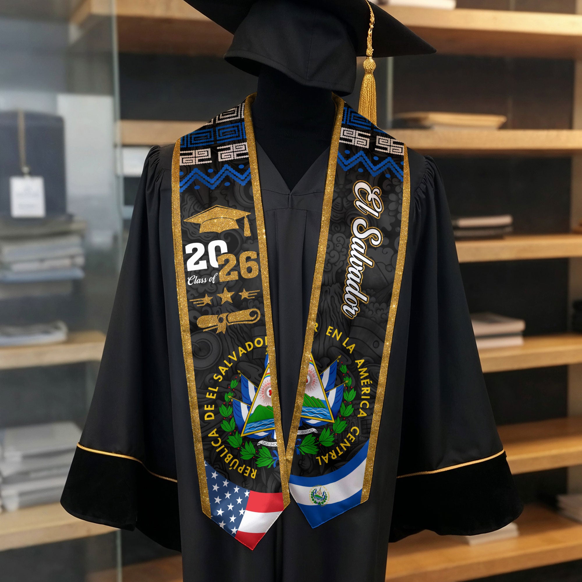 El Salvador Graduation Stole, Salvadoran Flag Stole, Graduation Sash 2026, Class of 2026