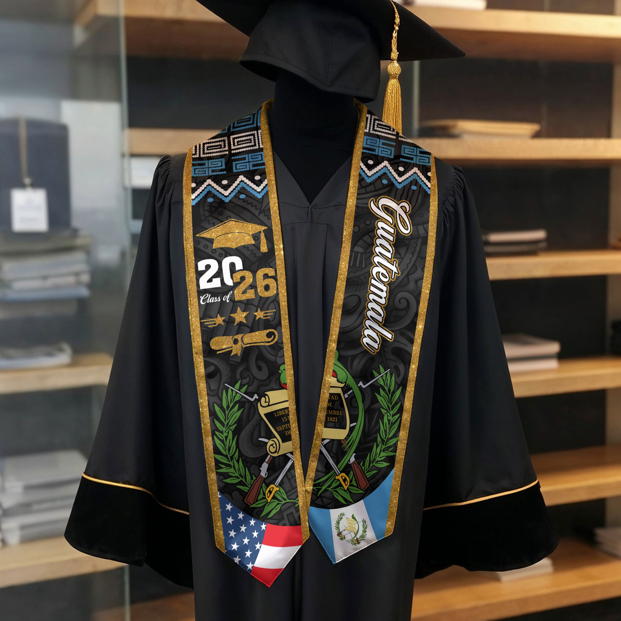 Guatemalan Flag Graduation Sash 2026, Guatemala Stole, Graduation Stole Class of 2026
