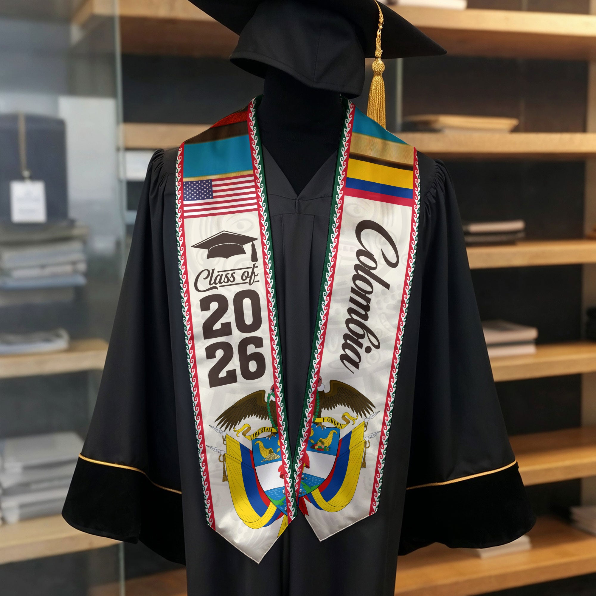 Colombian Graduation Stole 2026, Flag Inspired Graduation Sash for the Class of 2026