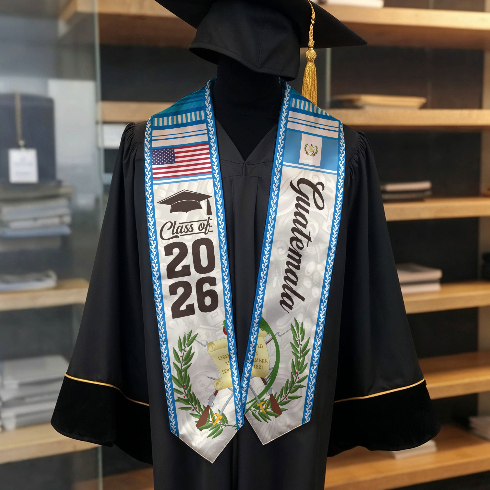 Guatemala Flag Graduation Stole 2026, Guatemalan Graduation Stole 2026