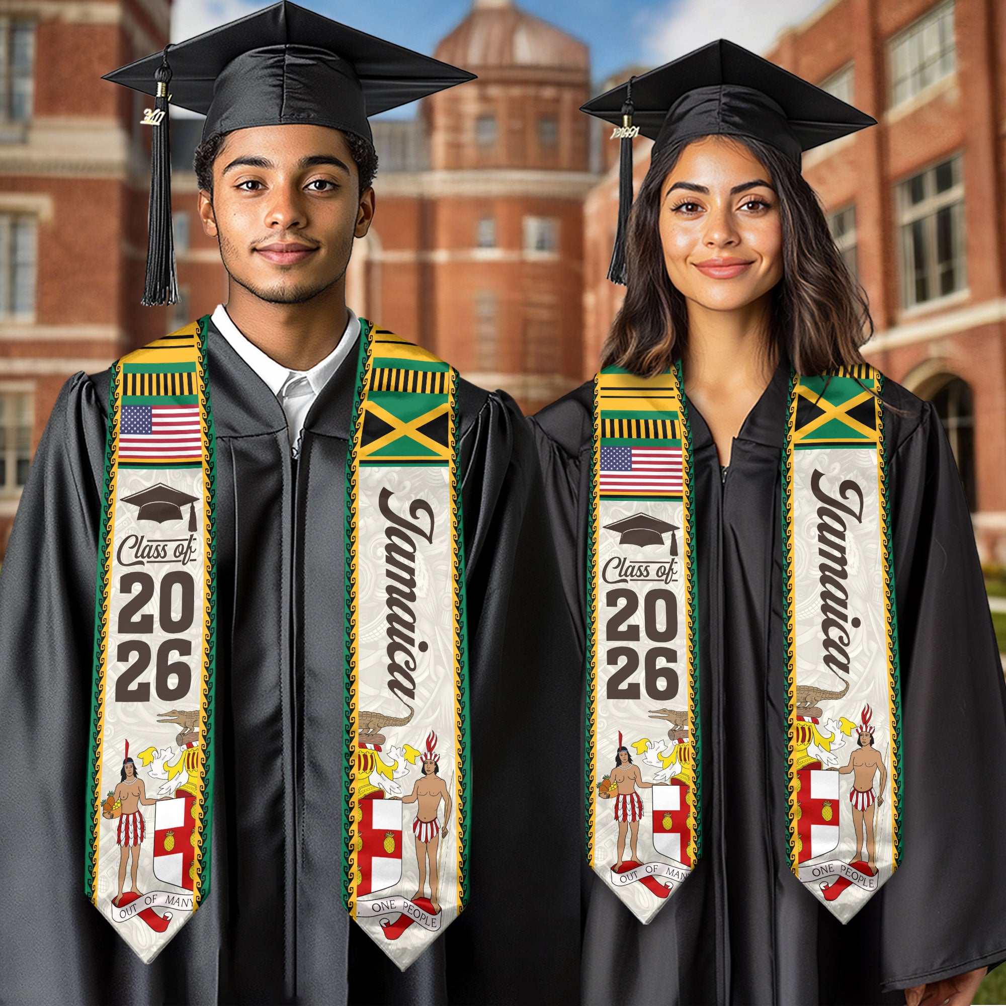 Jamaica Graduation Stole, Jamaican Flag Stole, Graduation Sash 2026, Class of 2026