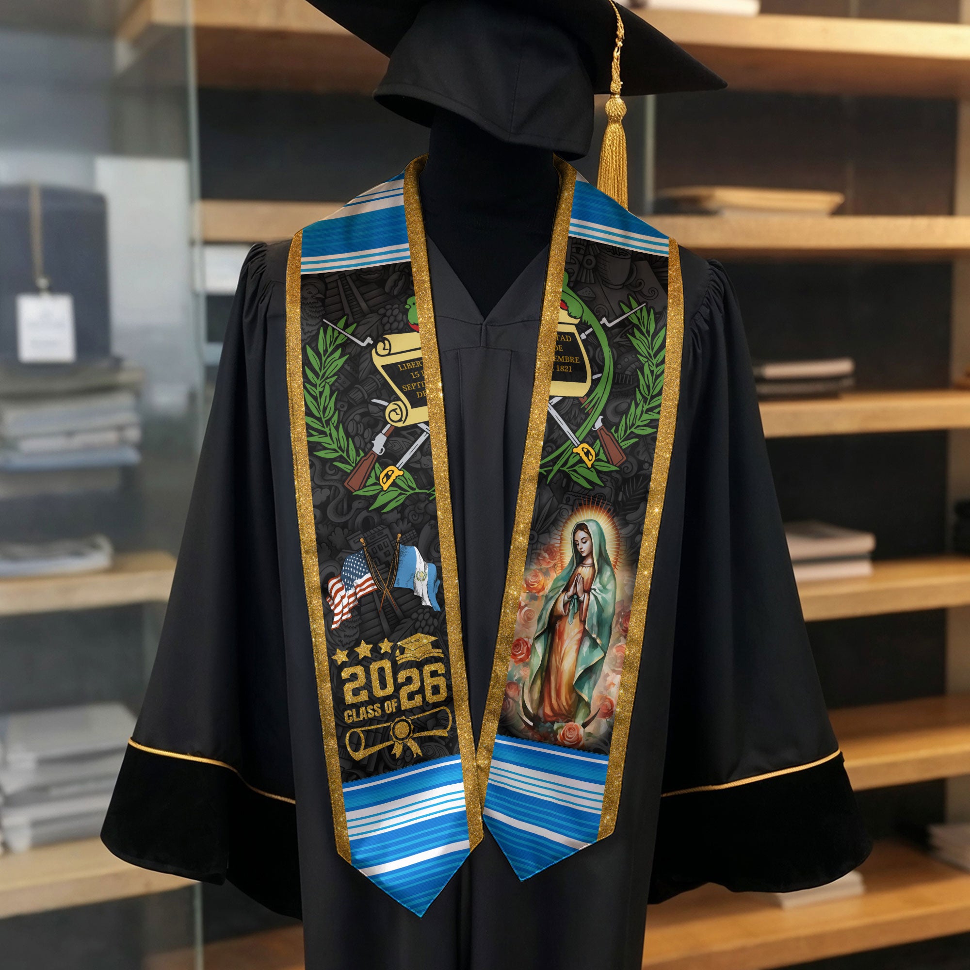 Guatemala Graduation Stole 2026, Graduation Sash, Guatemalan Flag Graduation Sash, Grad Stole