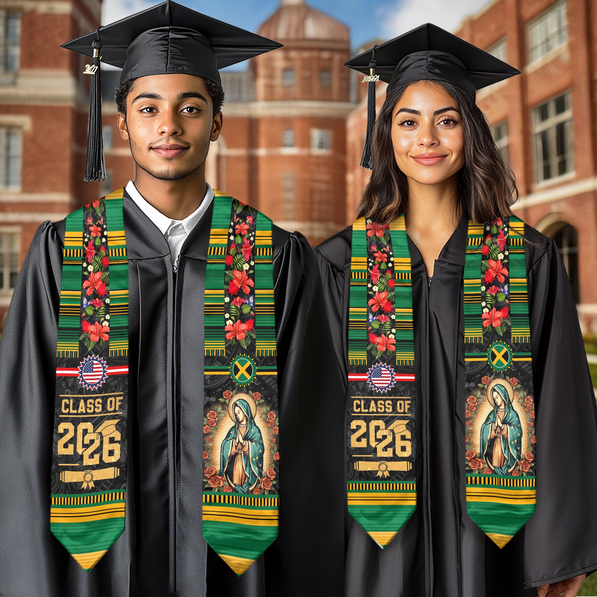 Jamaican Graduation Sash 2026, National Flag Stole, Graduation Wear for Class of 2026