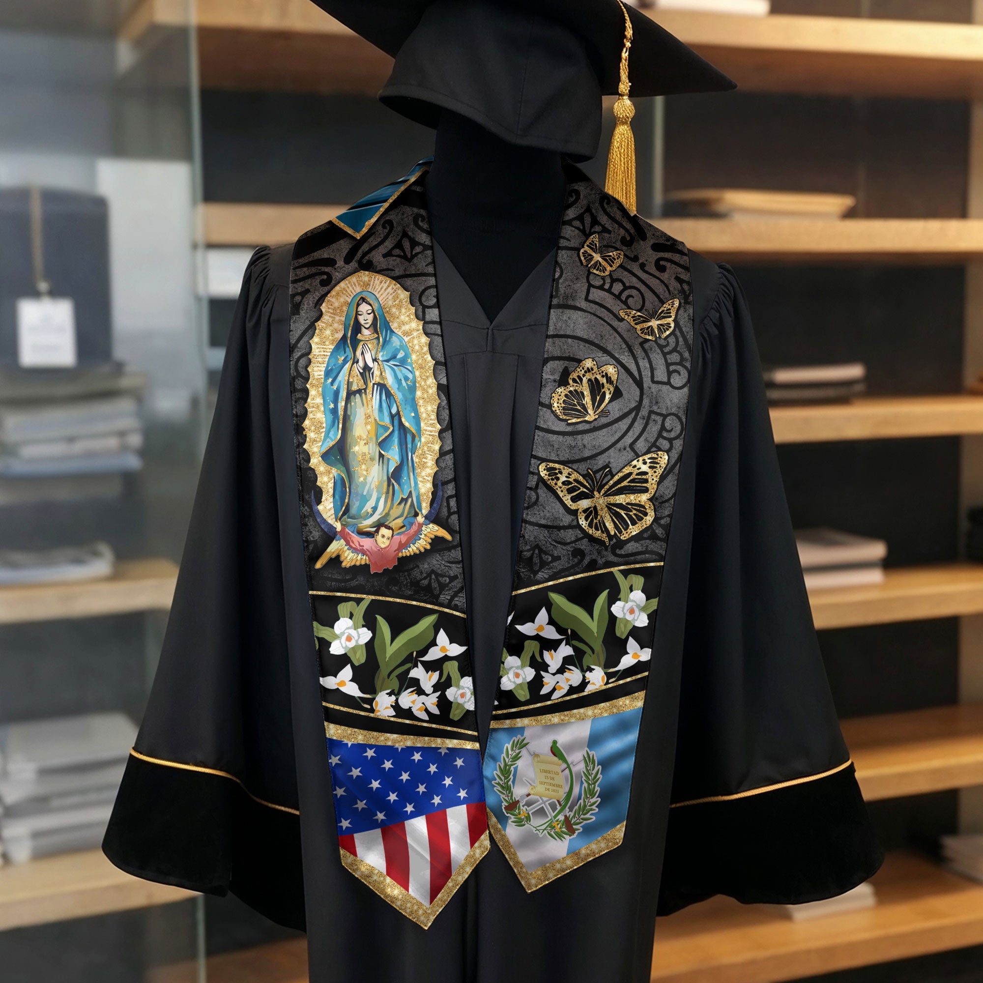 Guatemalan Flag Graduation Sash 2026, Guatemala Graduation Stole, Traditional Academic Sash