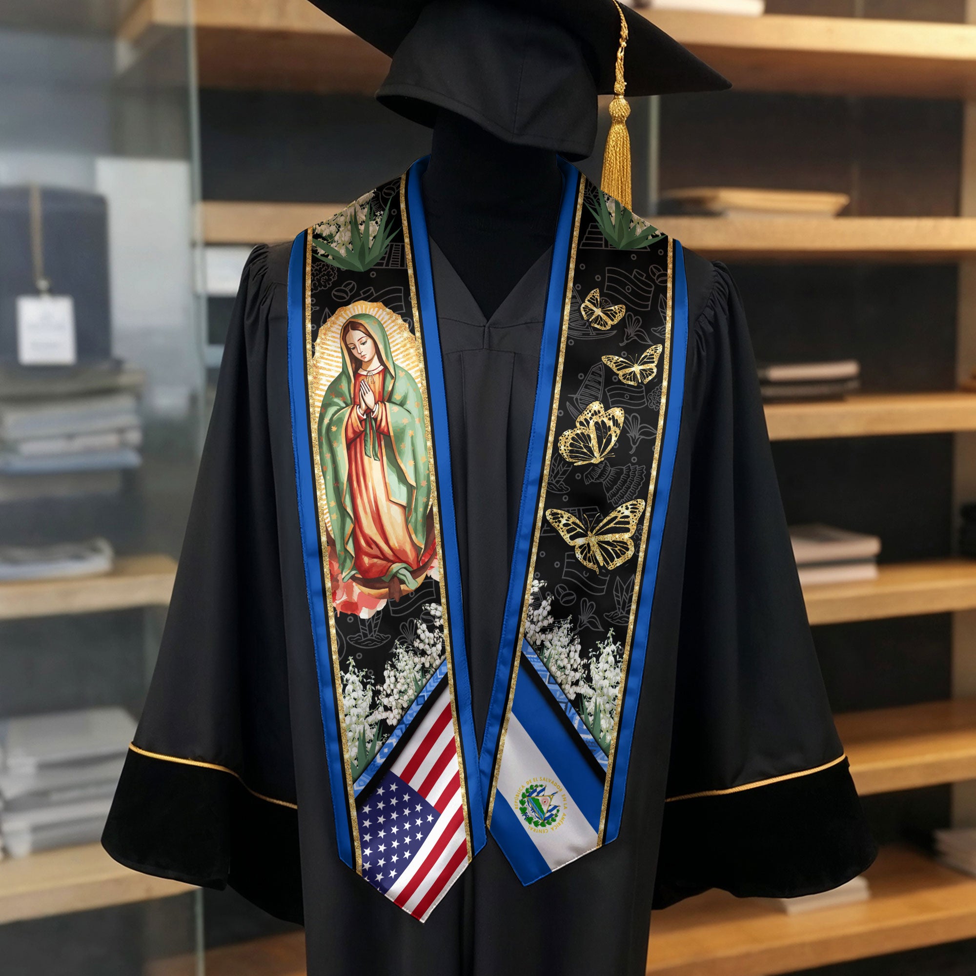 El Salvador Graduation Sash 2026, Salvadoran Flag Stole, Graduation Stole 2026
