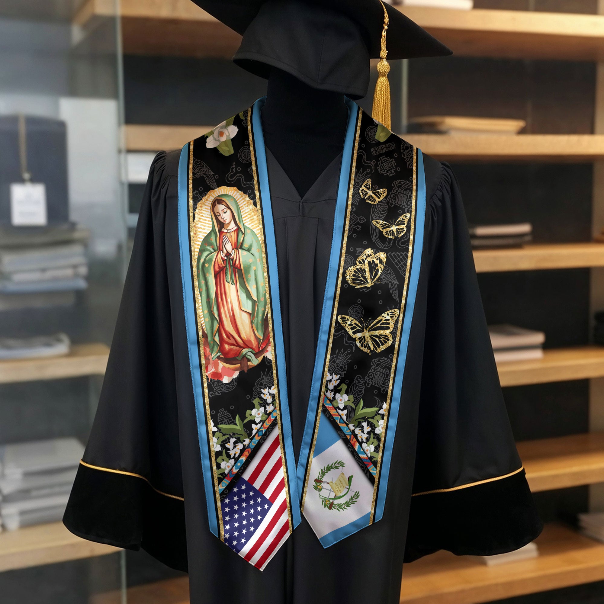 Guatemala Flag Graduation Stole 2026, Guatemalan Graduation Sash, Clean and Elegant Finish