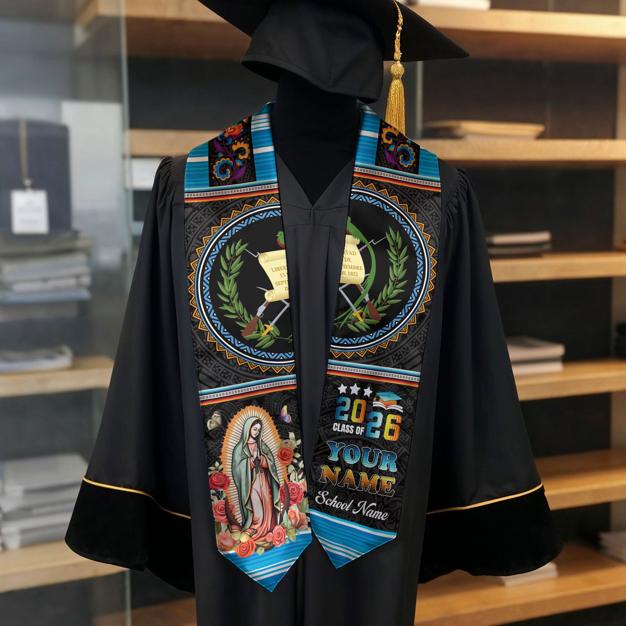 Guatemalan Graduation Stole 2026, Guatemala Flag Sash, Custom Grad Sash for 2026