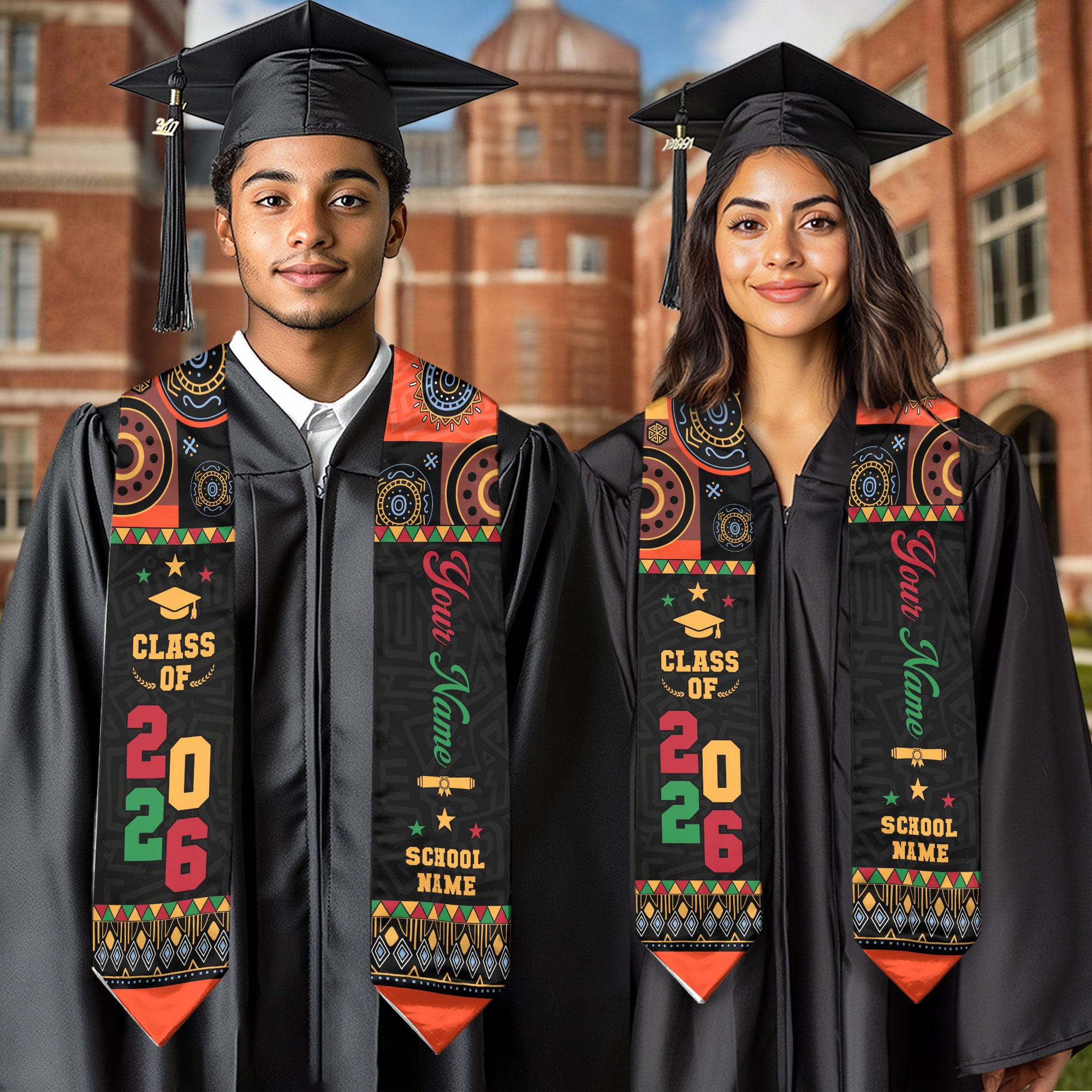 Africa Graduation Stole 2026, African Flag Graduation Sash, Cultural Grad Stole Gift