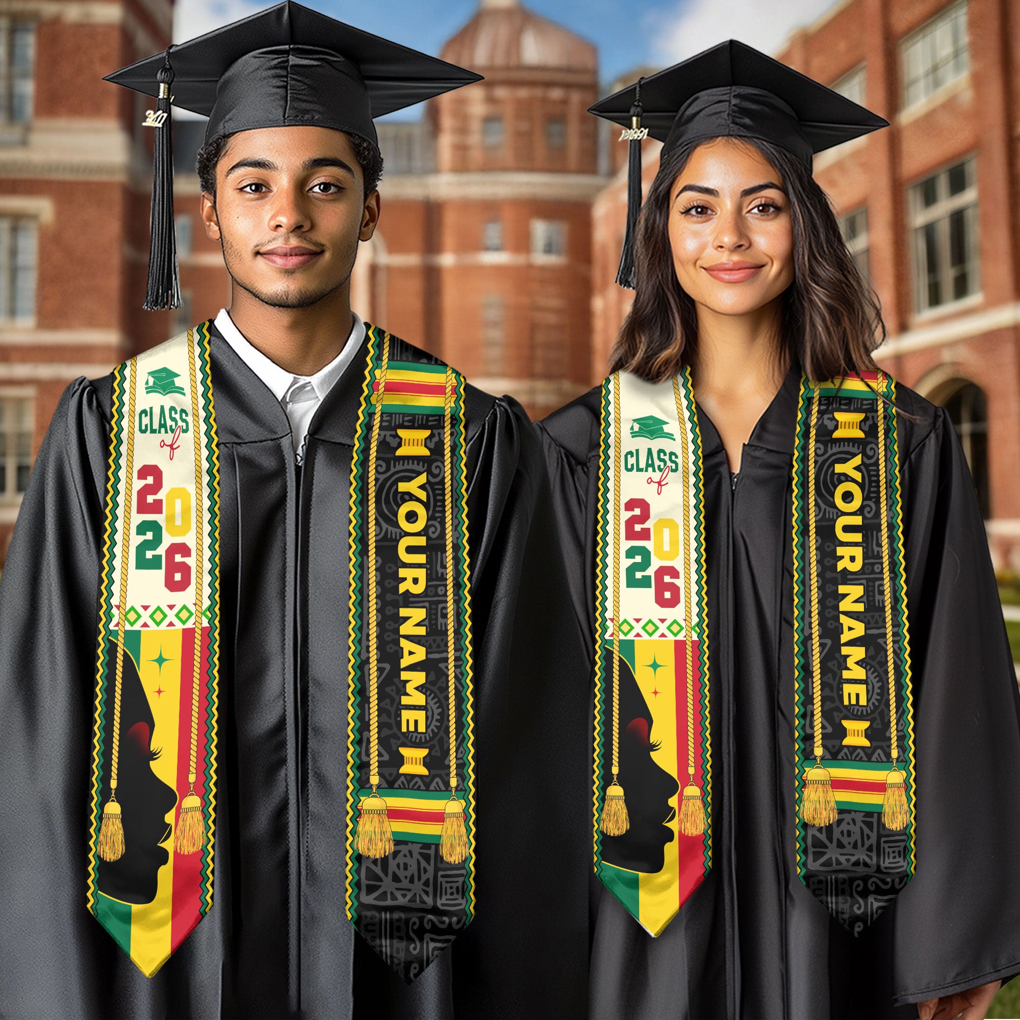 Africa Graduation Sash 2026, African Flag Stole, African Graduation Stole for Students