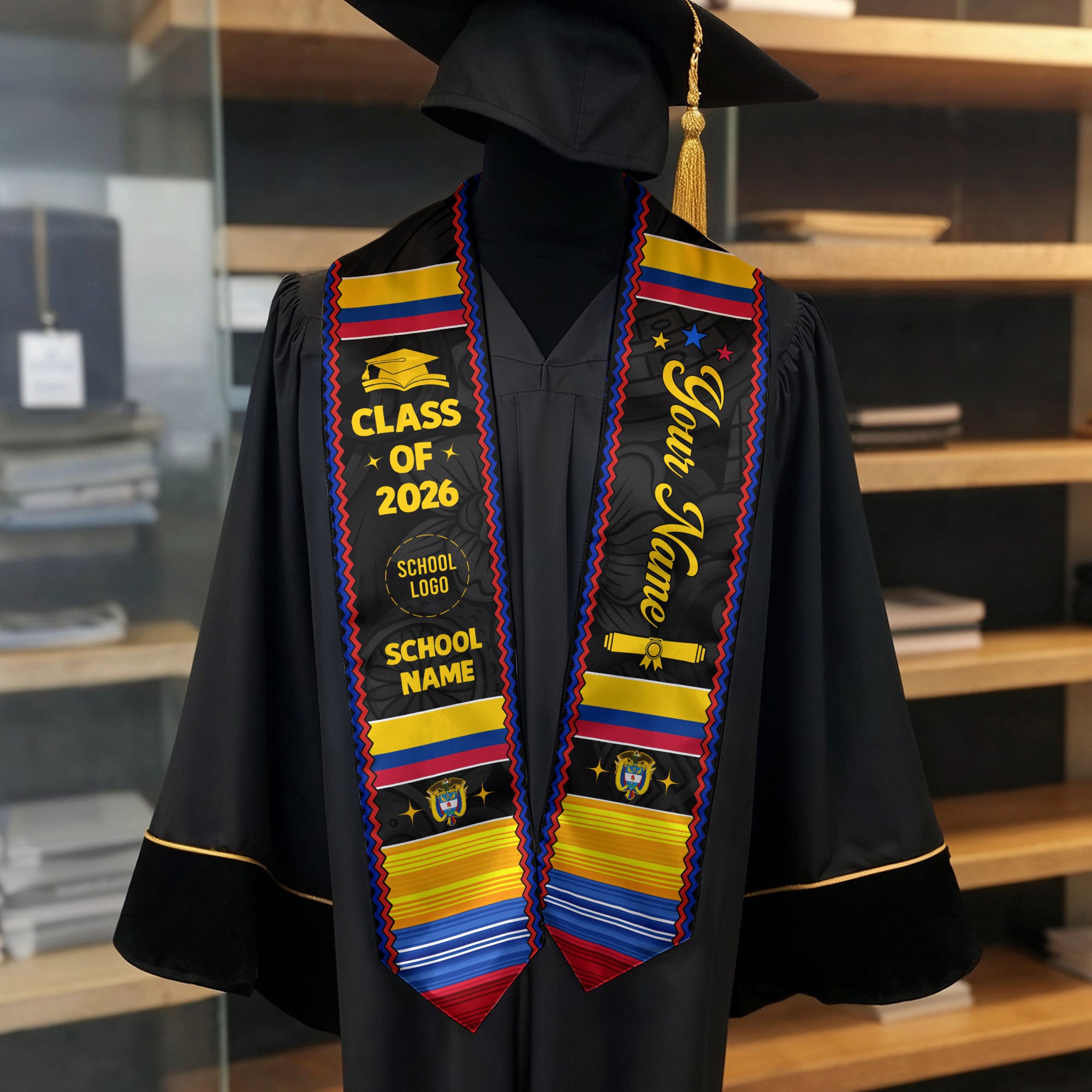 Colombian Stole 2026, Colombian Flag Graduation Sash, Cultural Graduation Stole