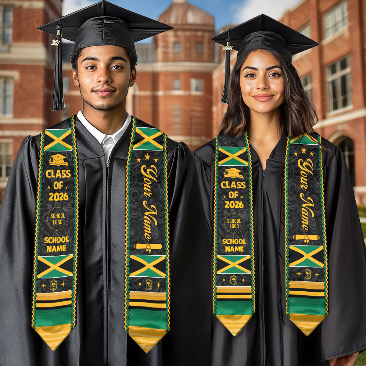 Jamaican Graduation Stole 2026, Flag Stole for Graduates, Jamaica Sash, Graduation Accessory