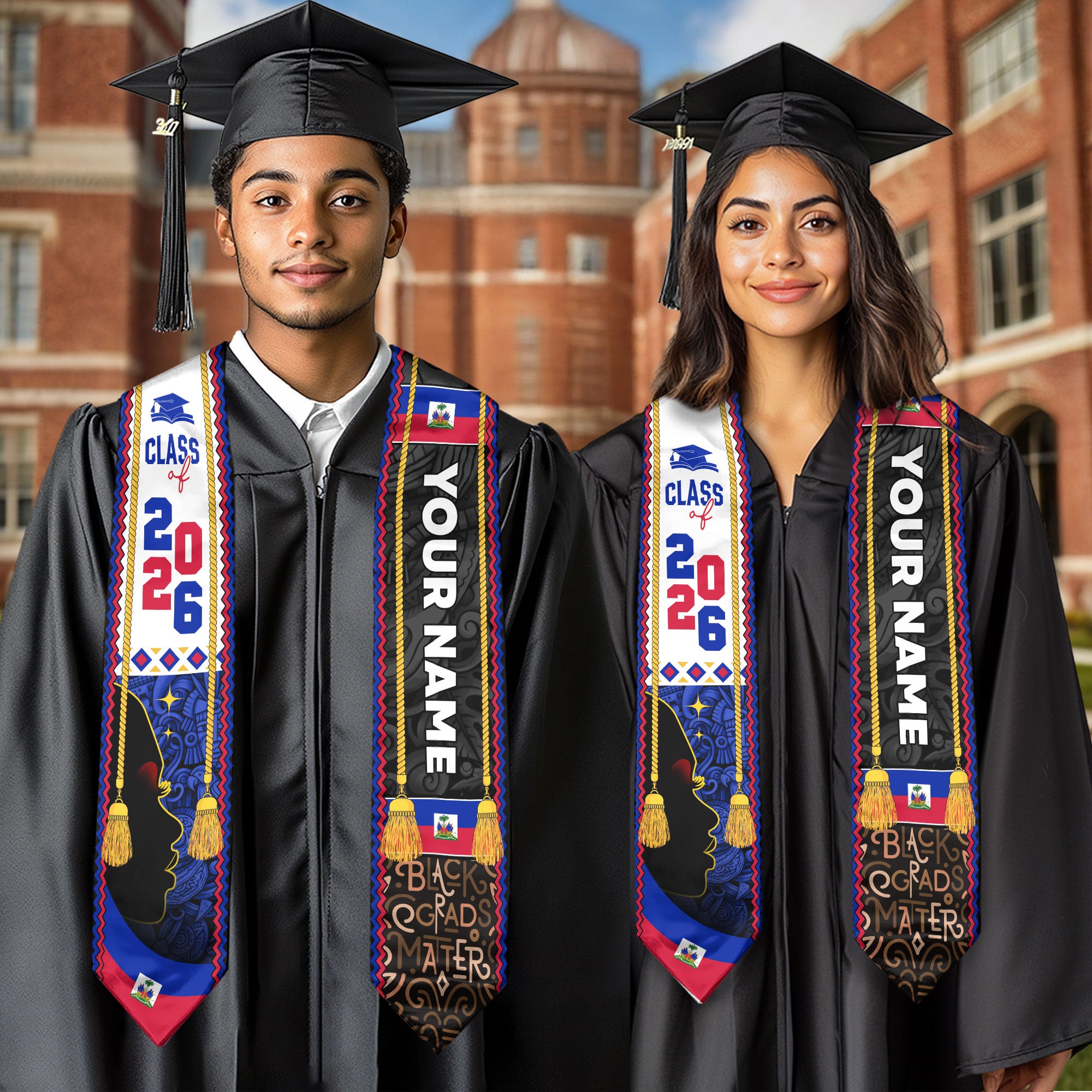 Custom Stole for Haiti Graduation, Haitian Flag Stole 2026, Haiti Graduation Sash, Stole Haiti