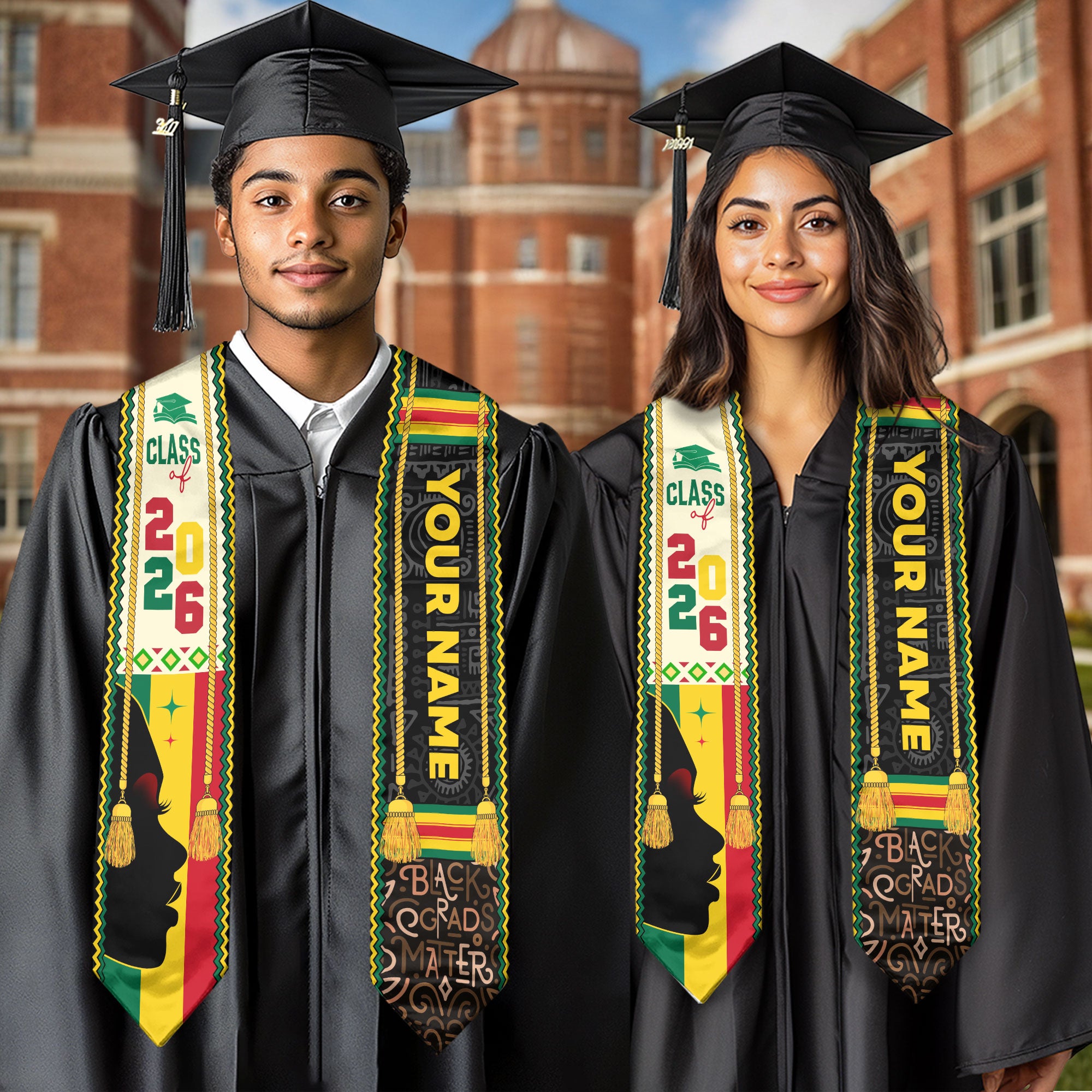 African Graduation Sash 2026, Africa Flag Stole, Graduation Sash with Custom Finish