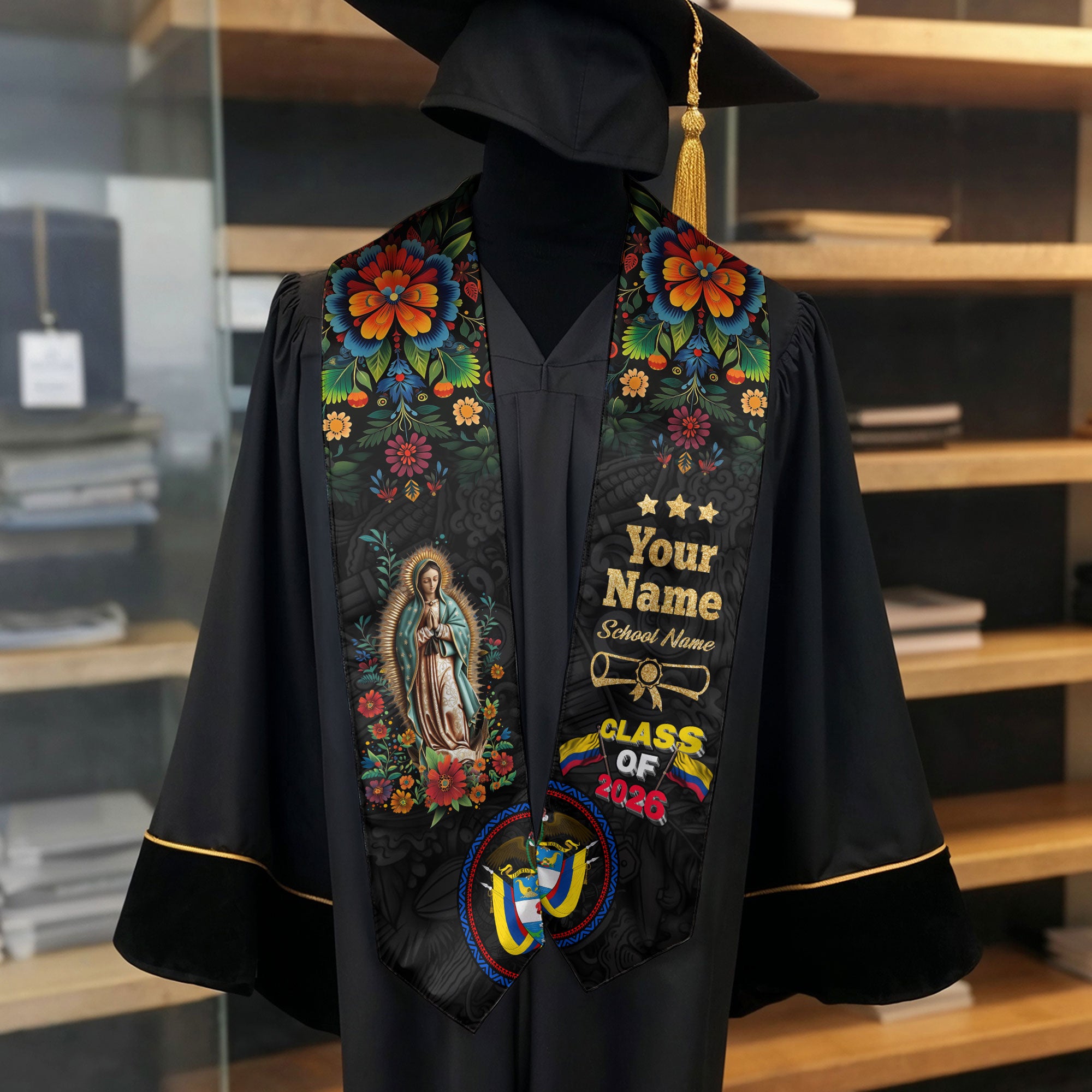 Colombian Graduation Stole 2026, Colombian Flag Stole, Colombia Graduation Sash