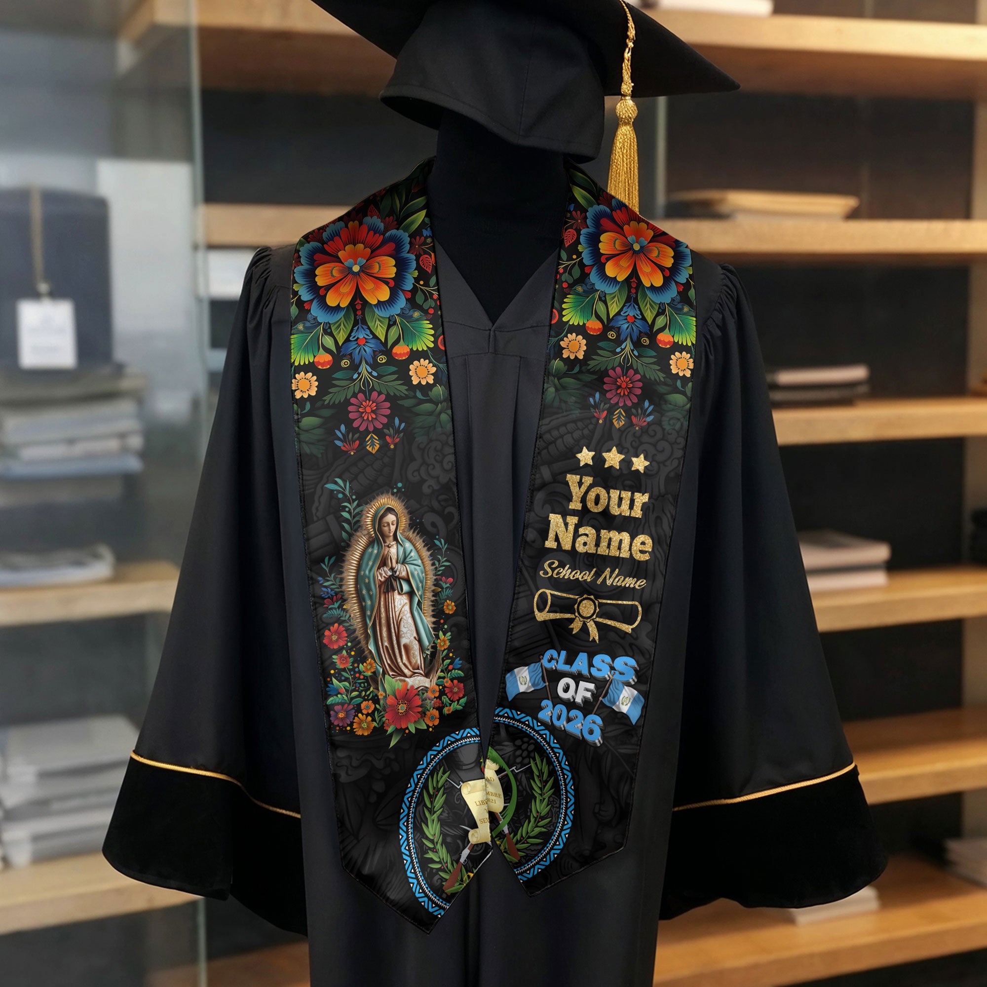 Customized Guatemala Graduation Stole 2026, Guatemalan Flag Sash, Timeless Custom Graduation Design
