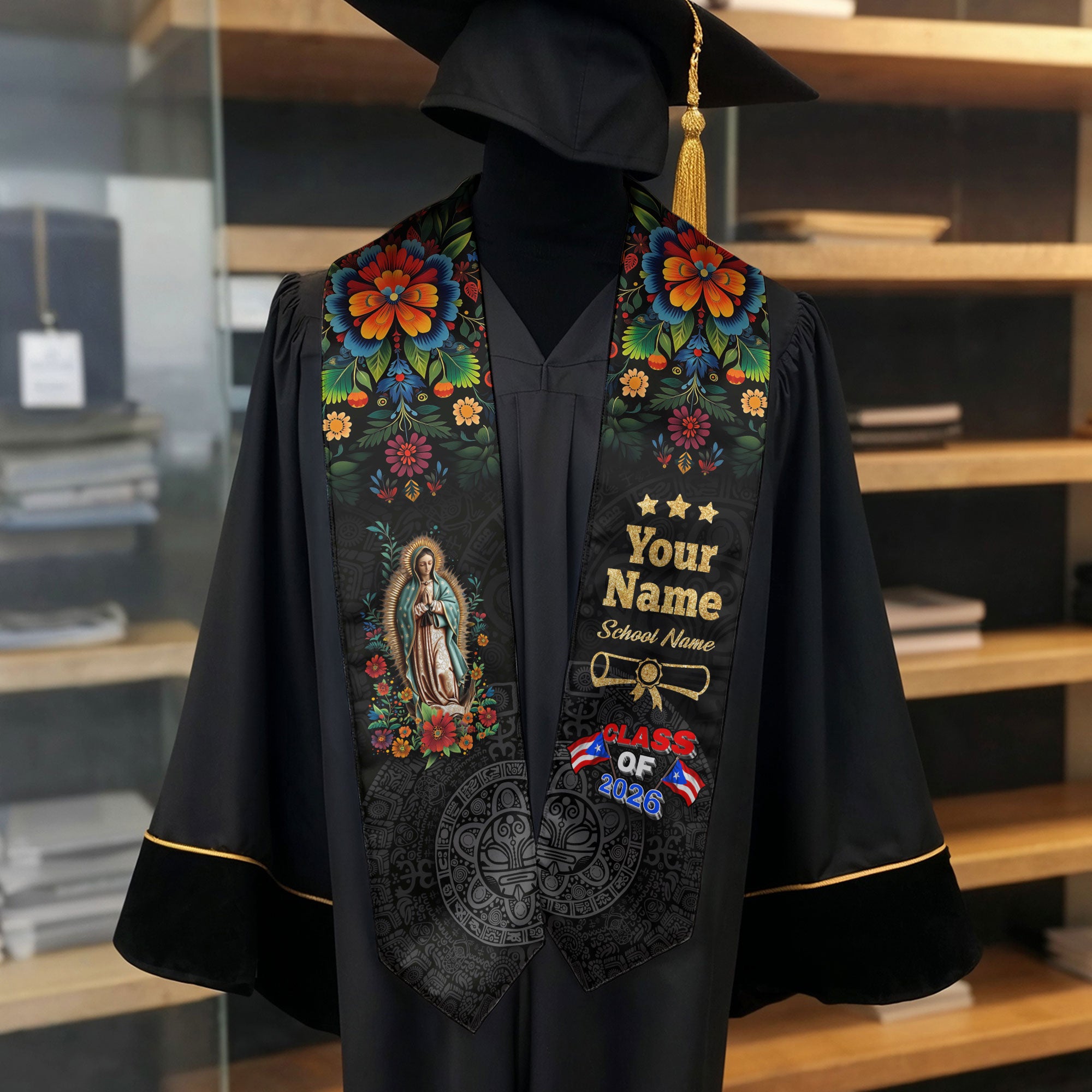 Puerto Rico Graduation Stole 2026, Puerto Rican Flag Sash, PR Stole Custom