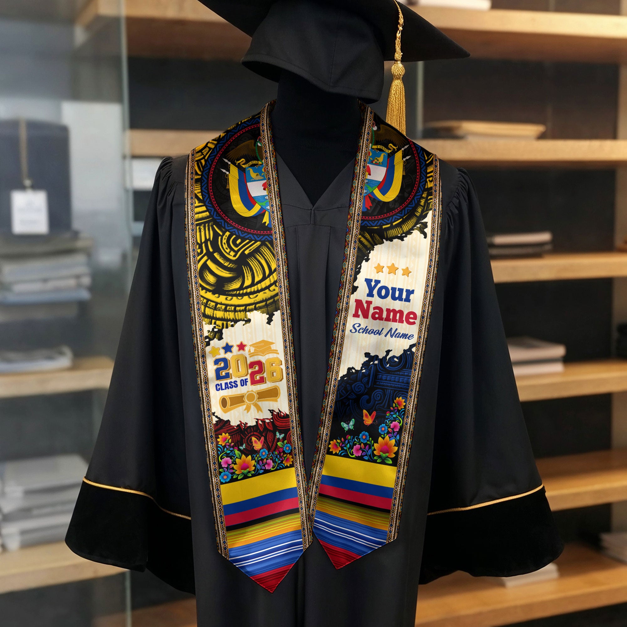 Colombia Stole for Graduation 2026, Colombian Flag Graduation Sash, Stole for Graduates