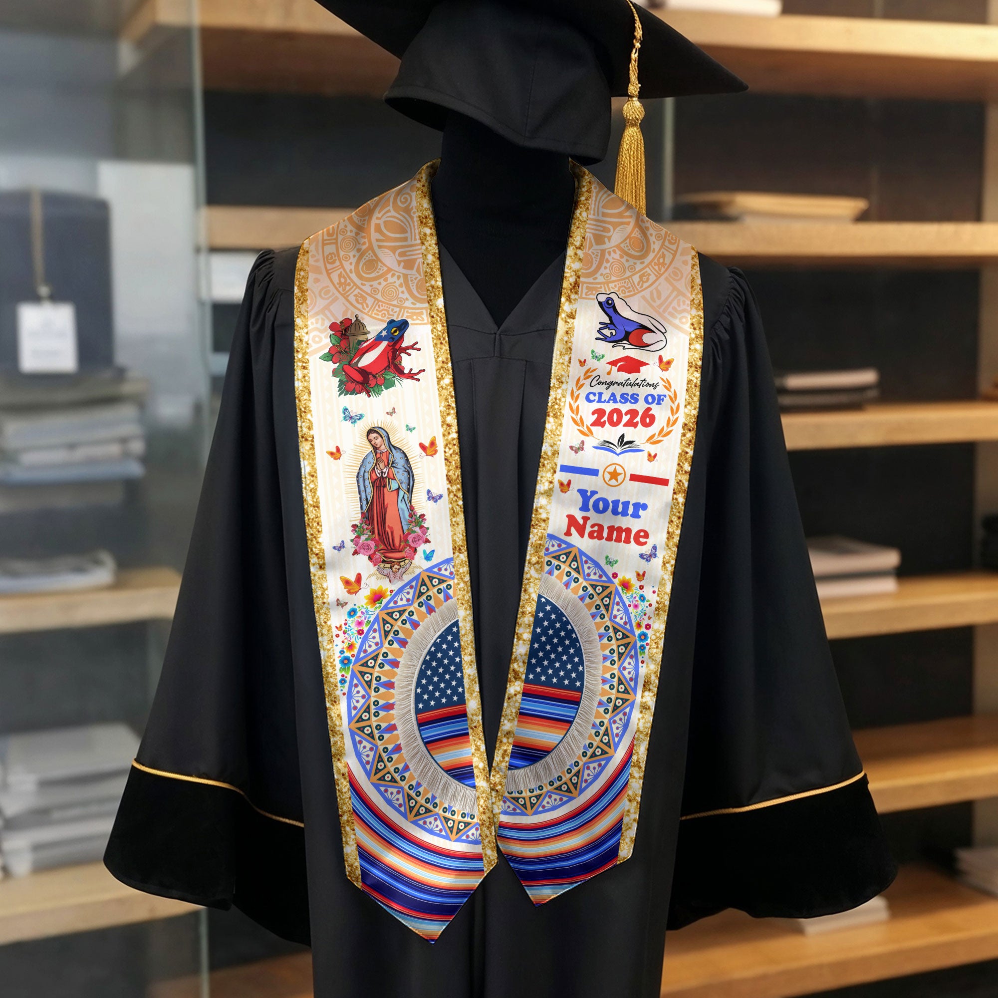 Puerto Rican Graduation Sash 2026, Puerto Rico Graduation Stole, Flag Custom Accent