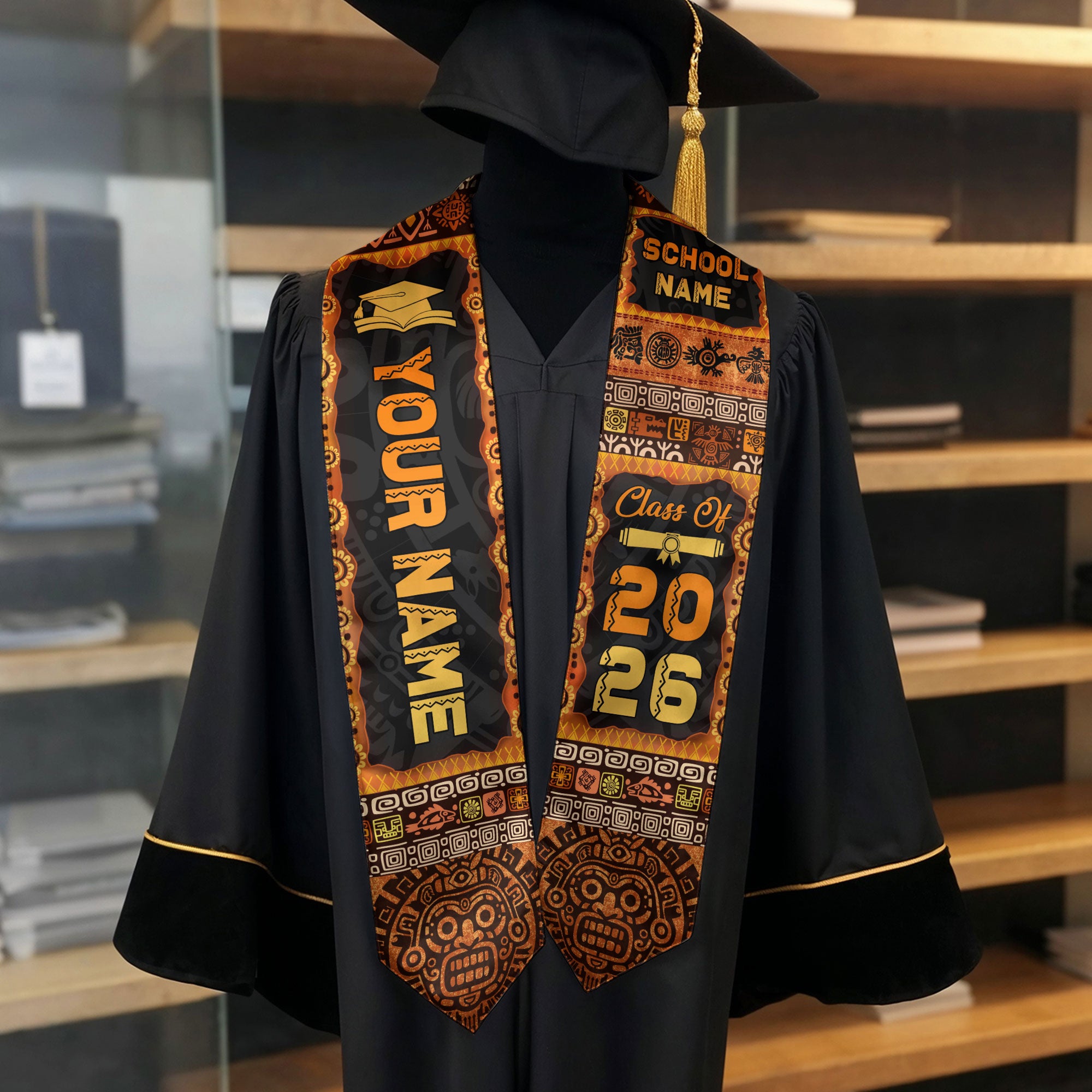 2026 Mexico Graduation Stole, Mexican Flag Sash, Personal Detail Option for Class Photos