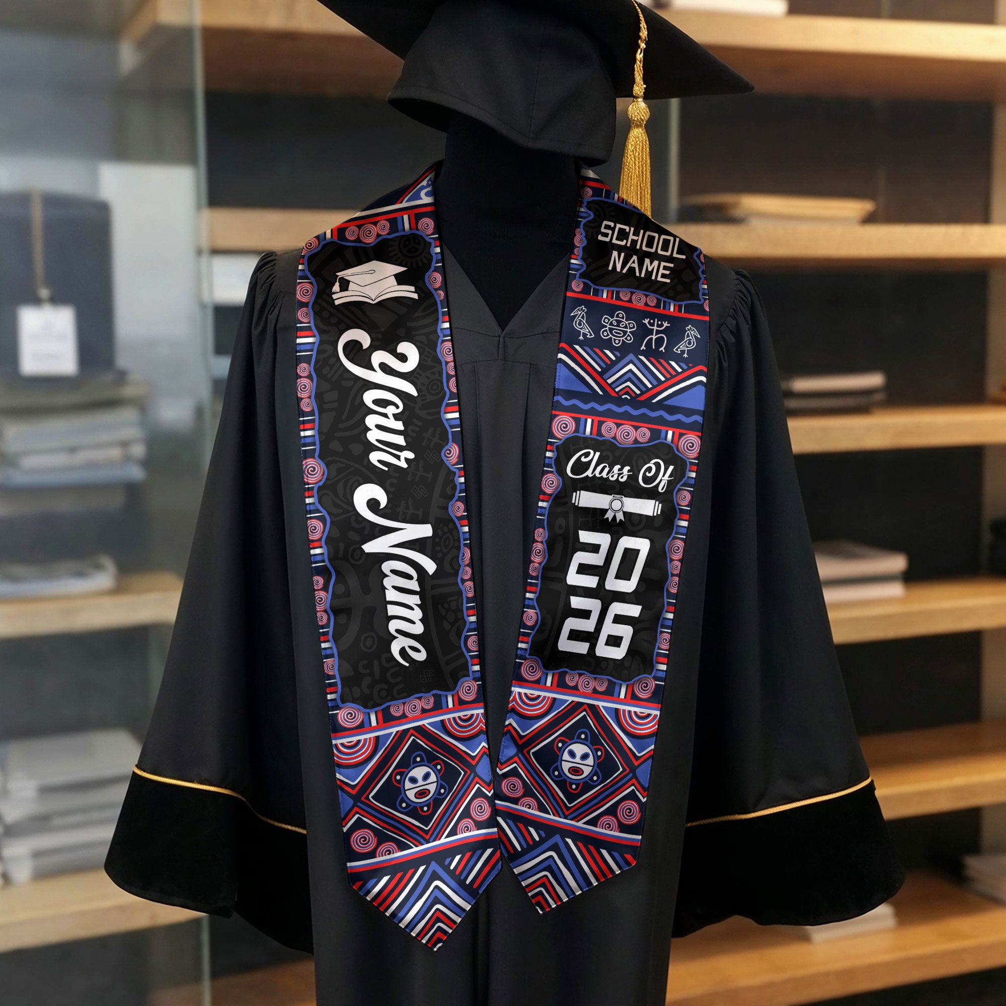 Puerto Rico Graduation Stole 2026, Puerto Rican Flag Sash, Personalized Detail Finish