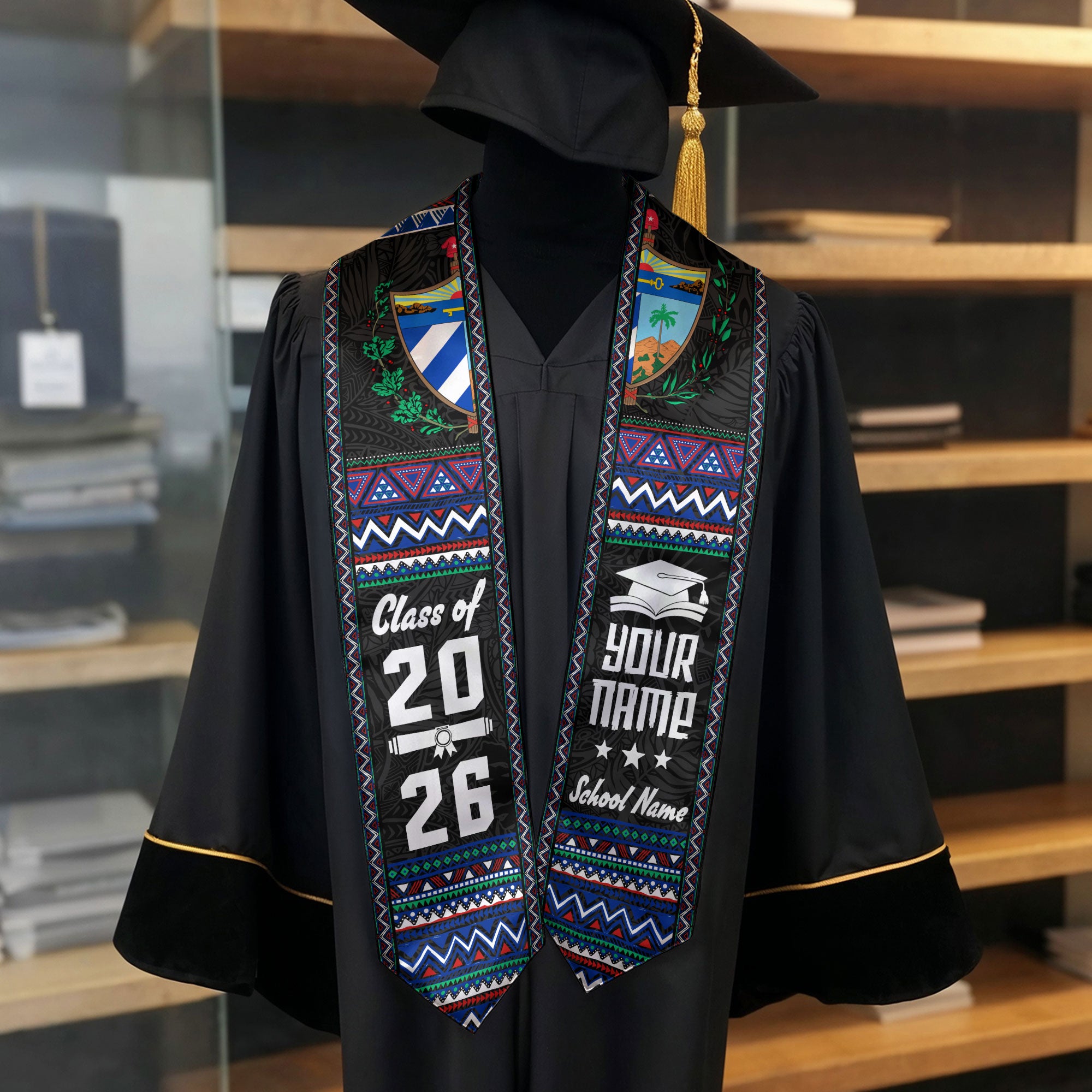 2026 Cuban Stole, Cuba Flag Graduation Sash, Personalized Stole for Graduates