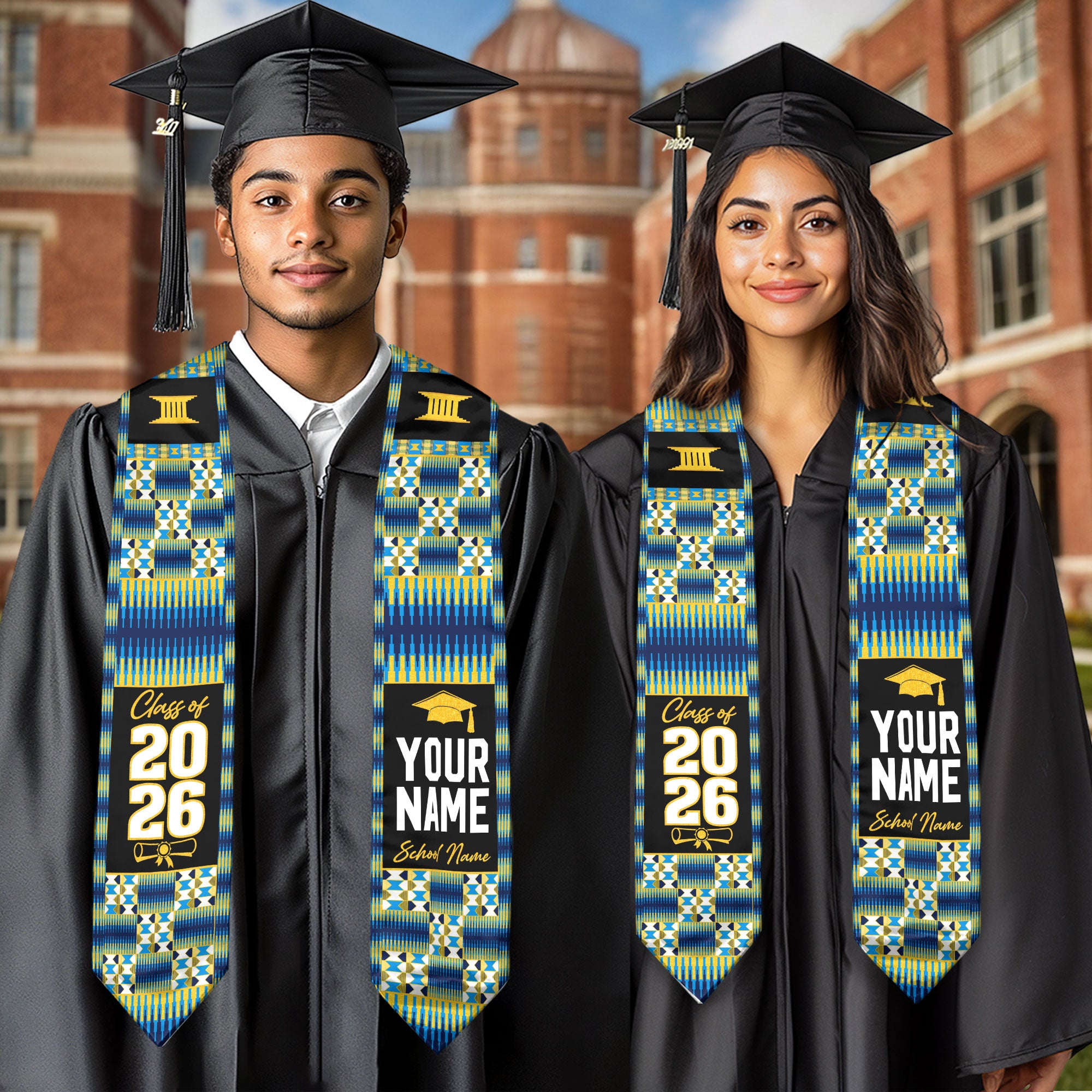 African Flag Graduation Stole 2026, Africa Stole Sash, Custom Accent for Graduates