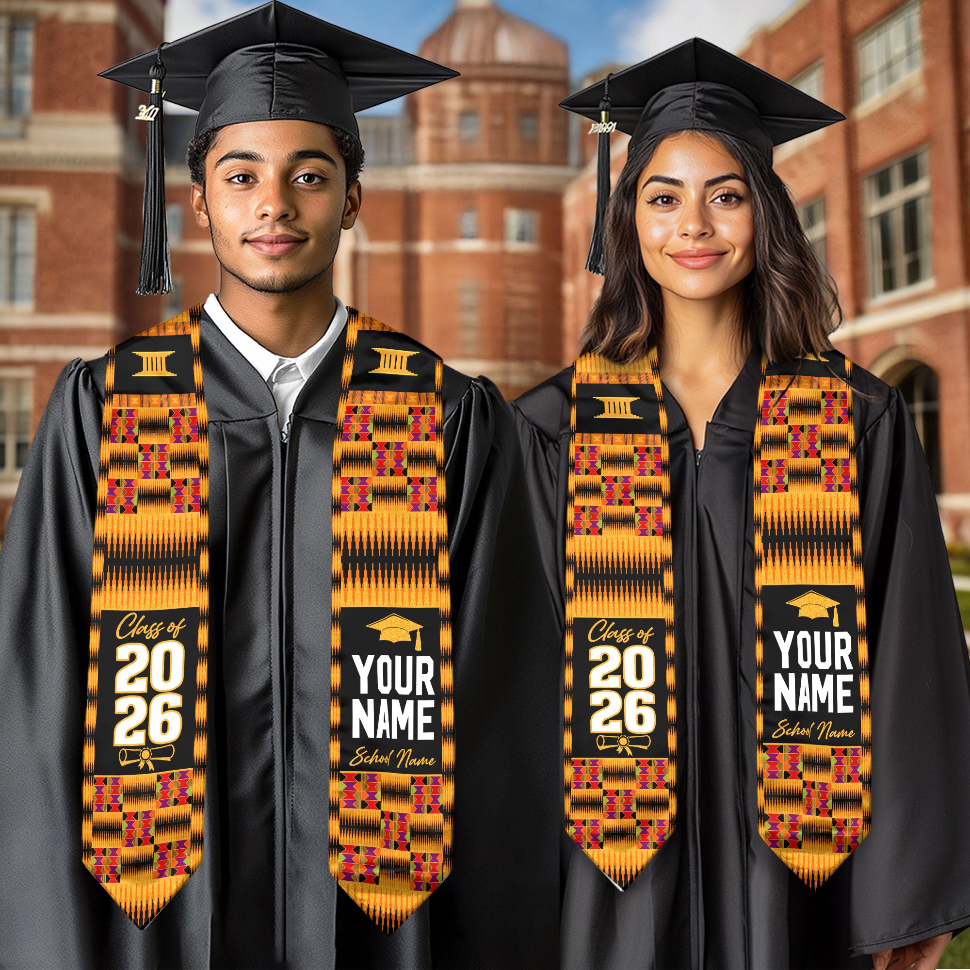 African Graduation Stole 2026, Africa Flag Sash, Custom Touch Graduation Stole 2026