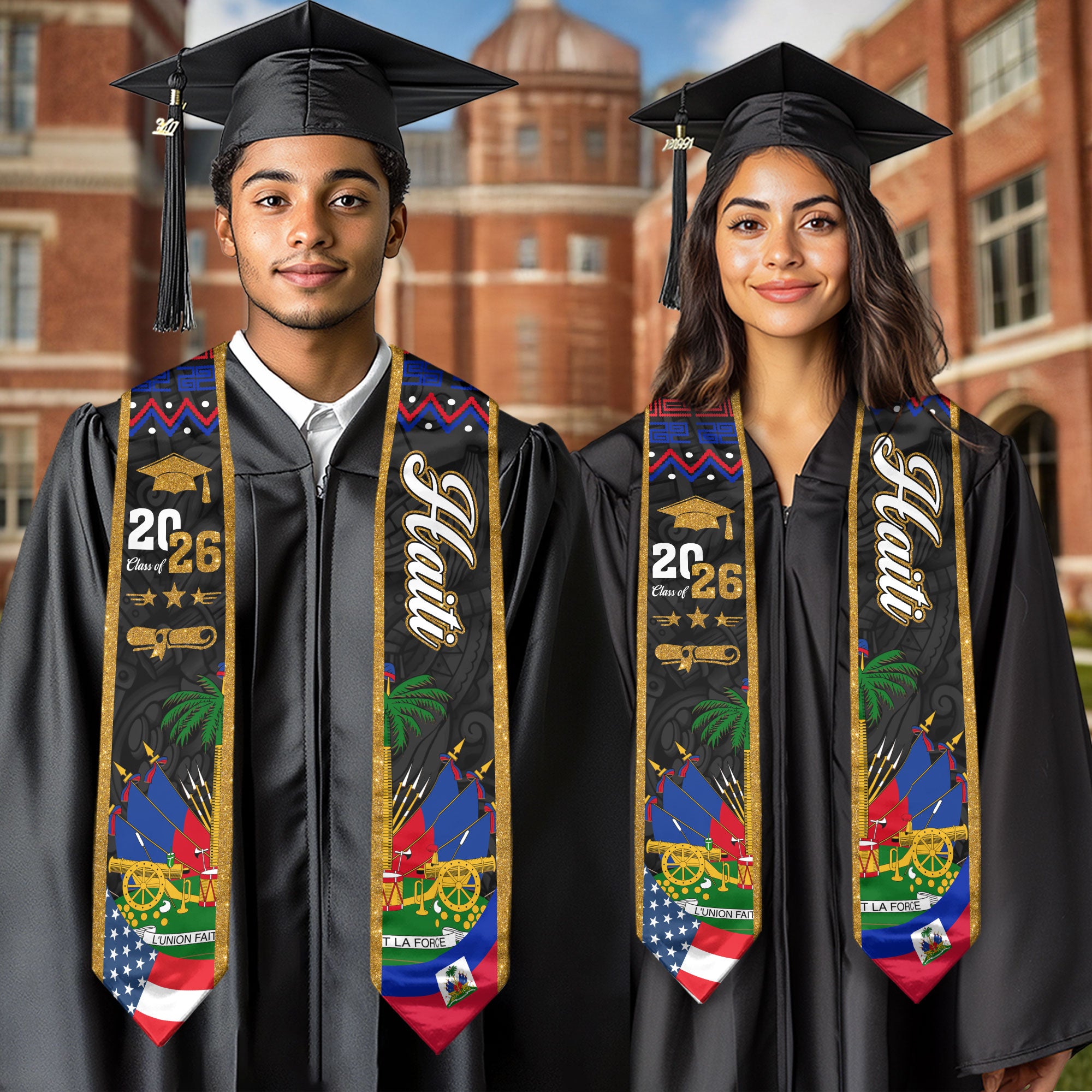 Haiti Graduation Stole 2026, Haitian Flag Graduation Sash, Classic Academic Stole for Class of 2026