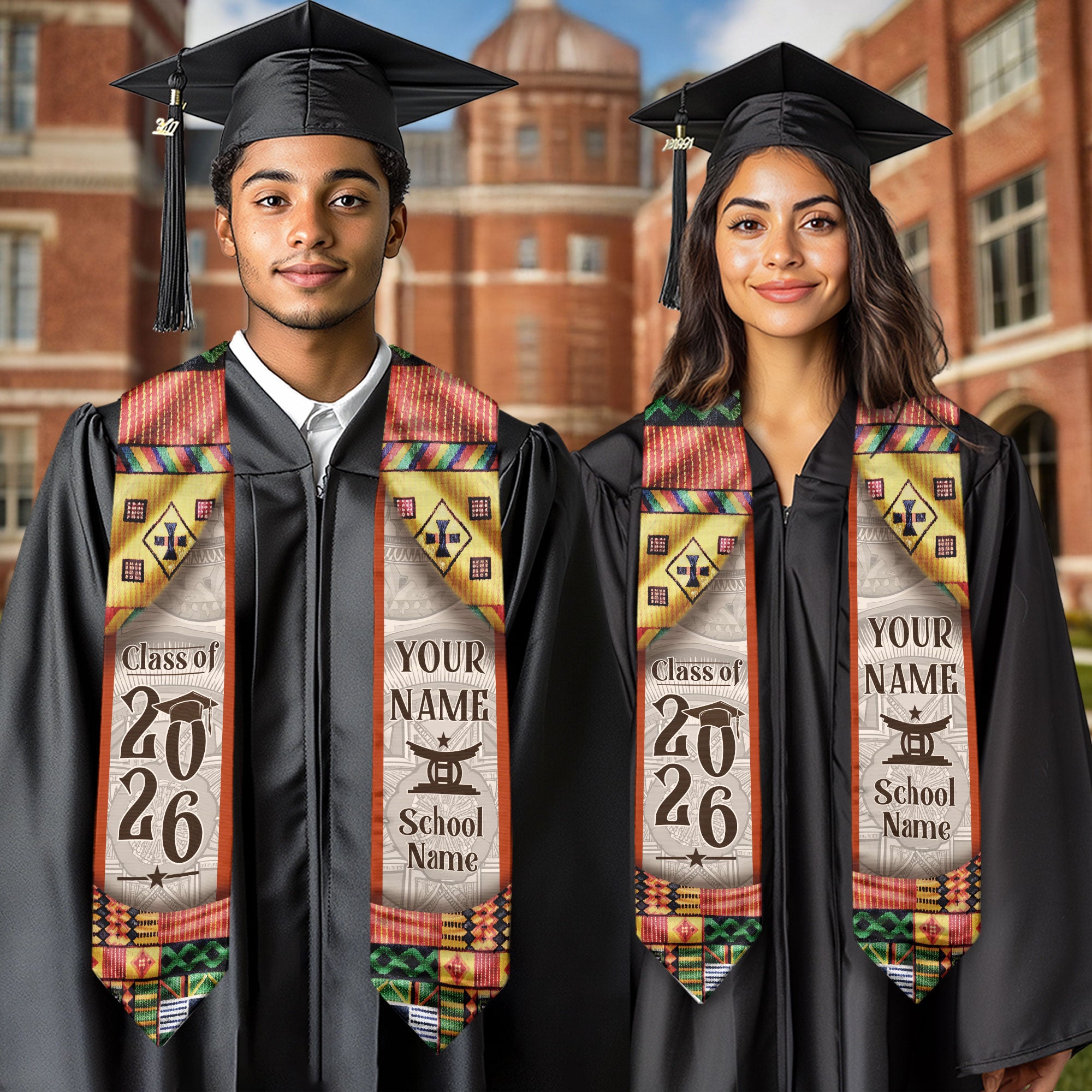 African Graduation Sash 2026, African American Flag Graduation Stole, African Stole