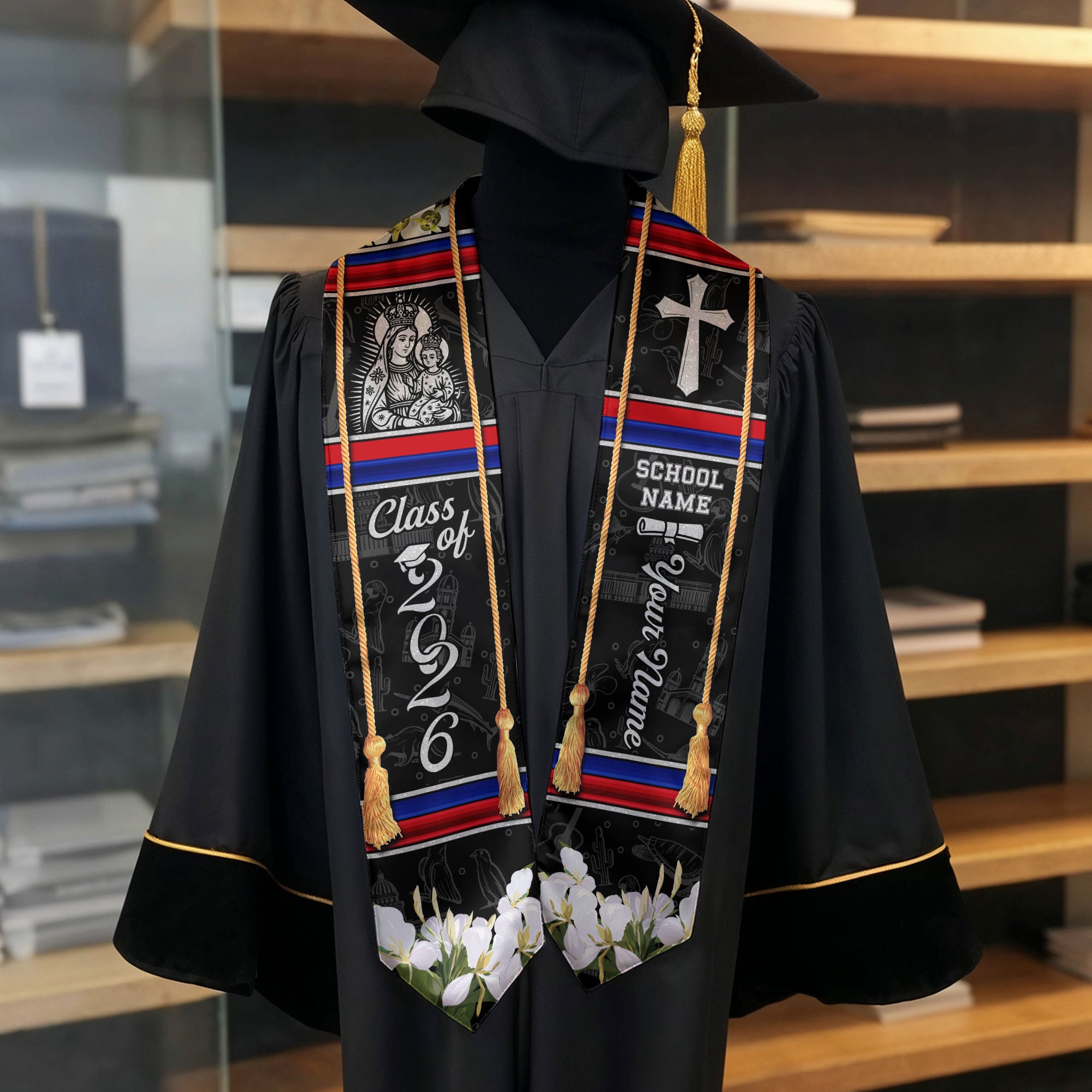 Cuba Graduation Stole 2026, Cuban Flag Sash, Tailored Detail for Class of 2026 Grads