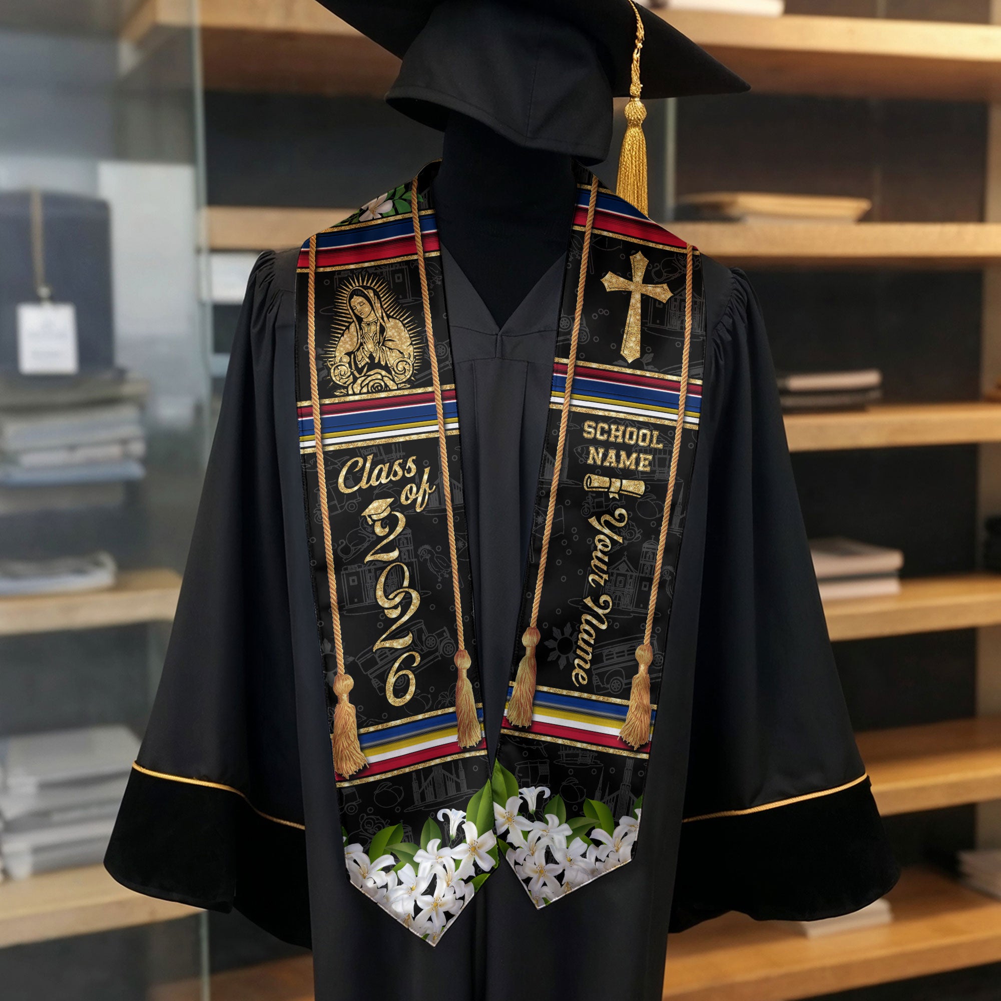 Philippines Graduation Stole 2026, Filipino Flag Sash, Signature Finish for Class of 2026