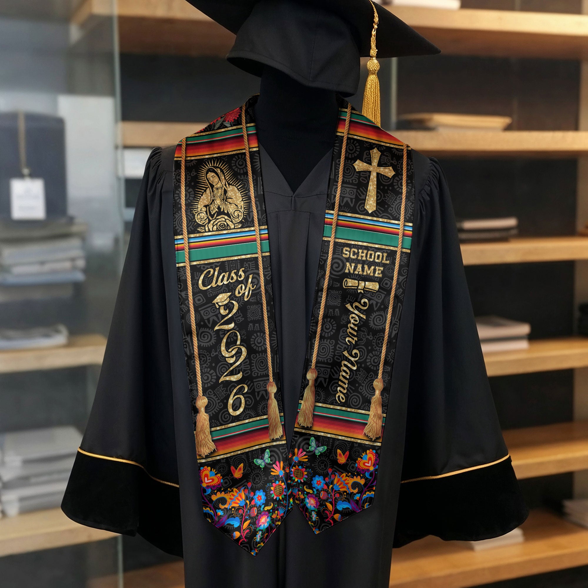 Mexican Graduation Stole 2026, Mexican American Flag Sash, Mexico Stole Custom