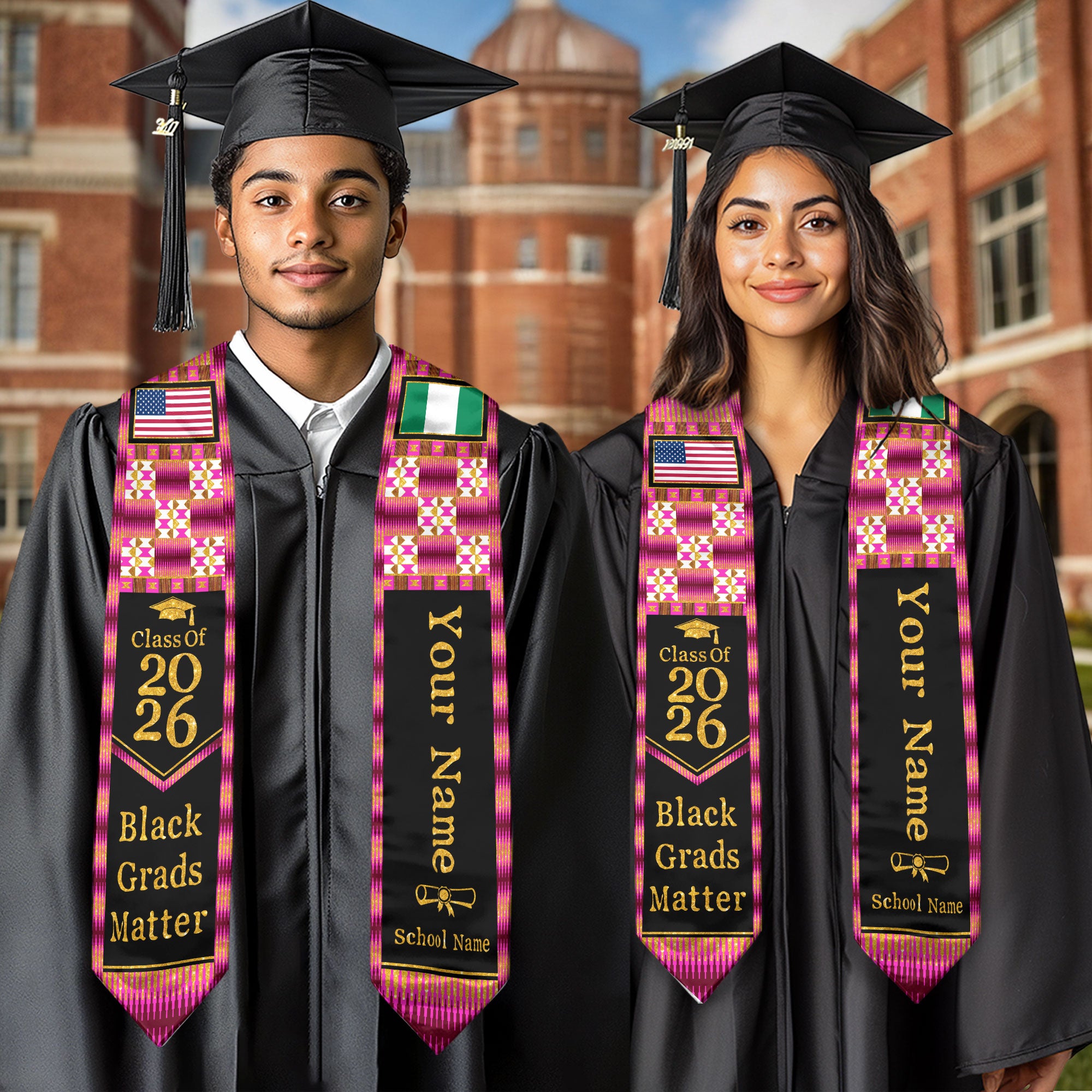 Customized Nigeria Graduation Stole Showcasing Traditional Flag Colors, Graduation Sash for 2026